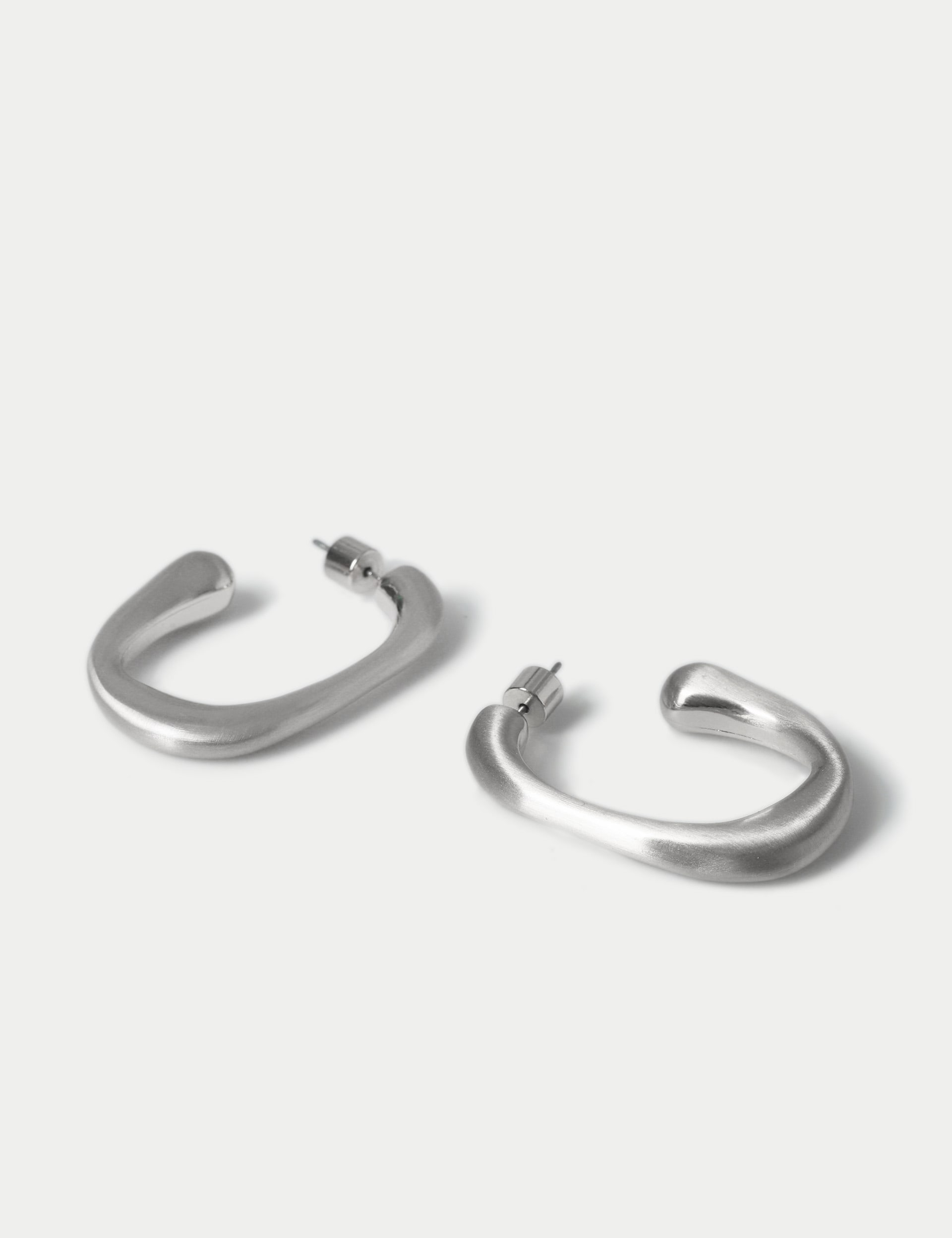 M&S Collection Women's Brushed Hoop Earrings - Silver, Gold,Silver