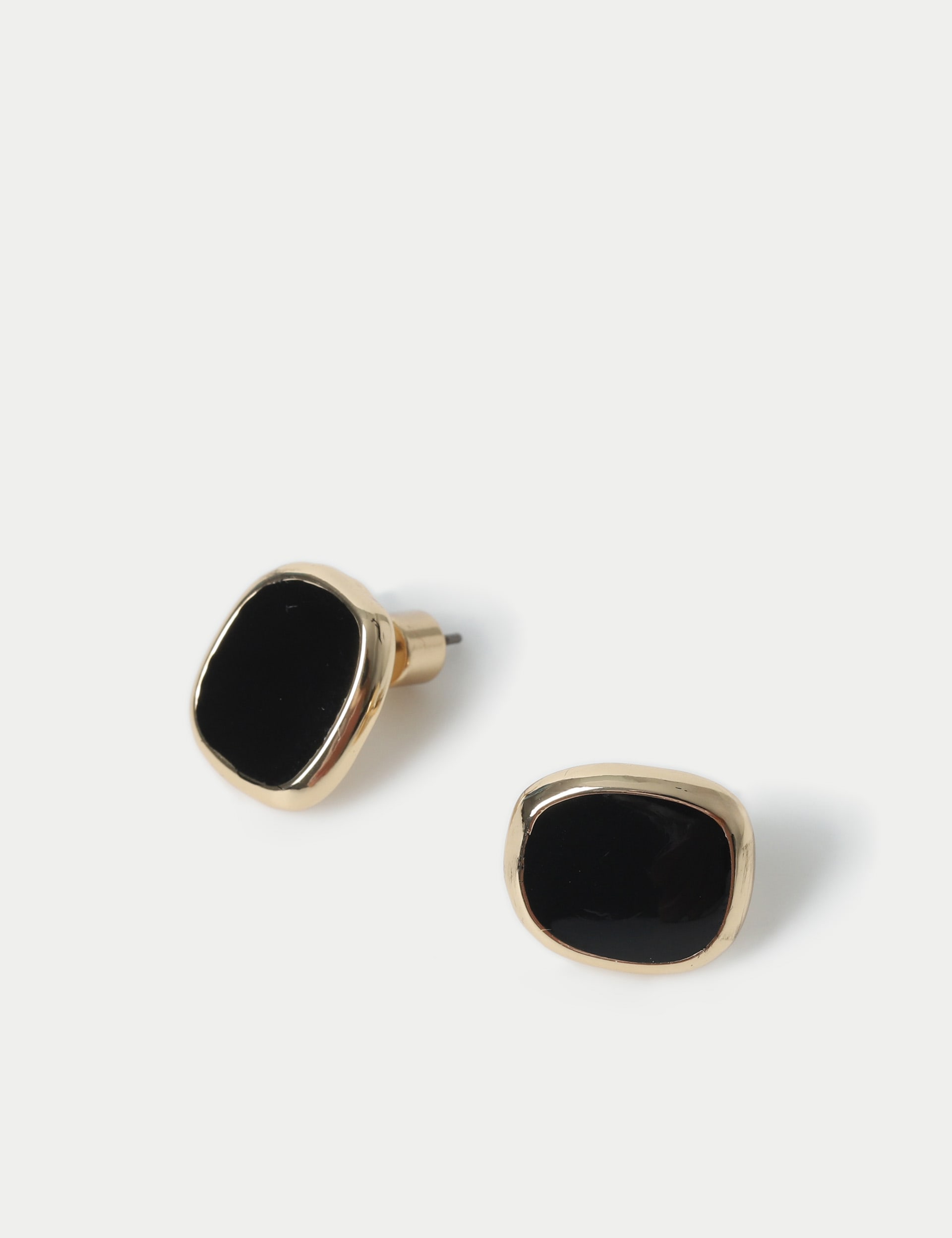 M&S Collection Women's Black Enamel Stud Earrings, Black