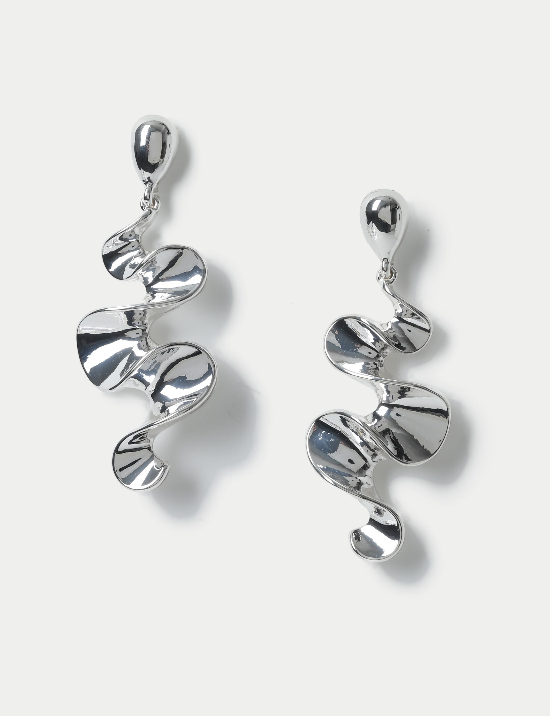 M&S Collection Women's Symmetrical Wiggle Drop Earrings - Silver, Silver