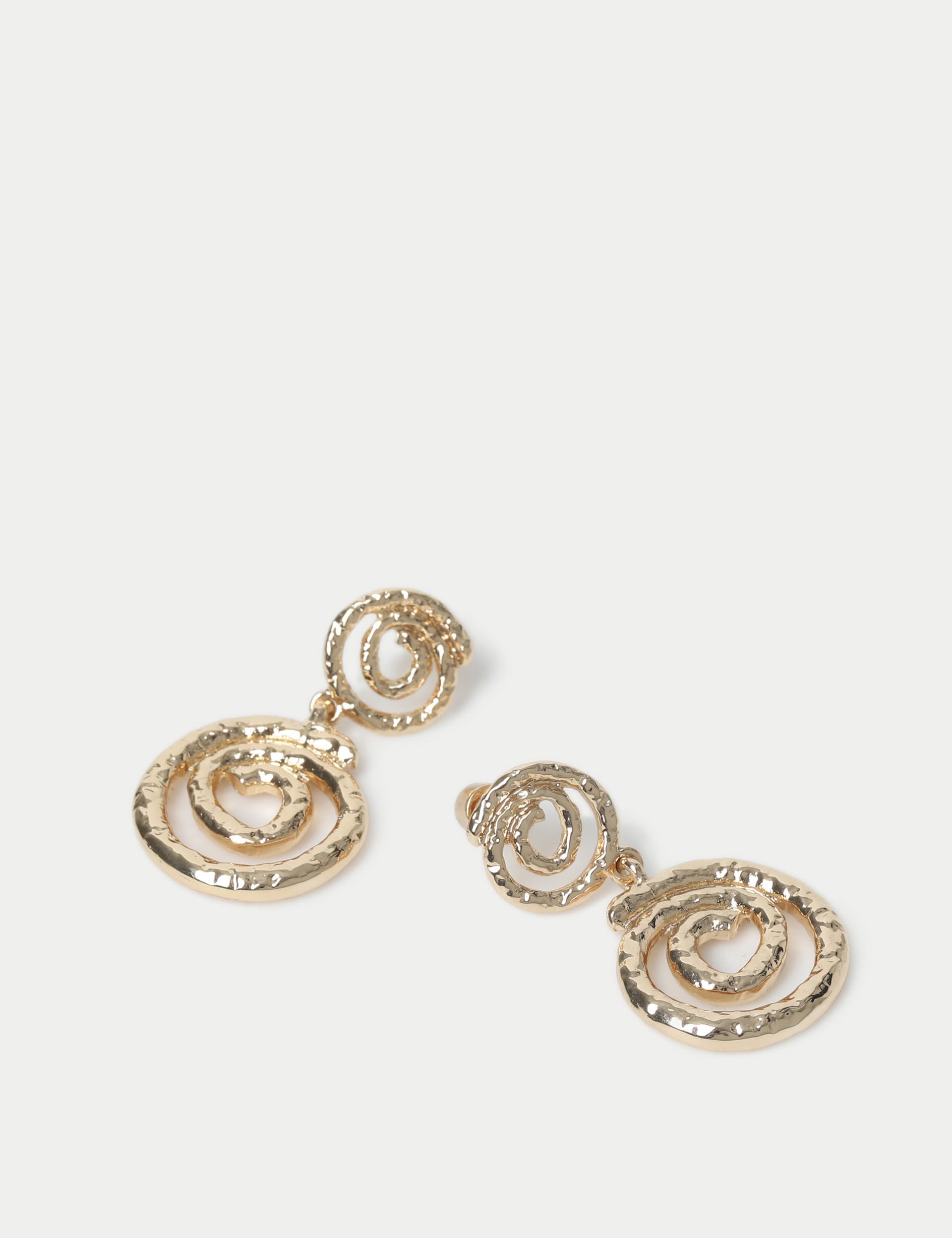 M&S Collection Women's Swirl Double Drop Detail Earrings - Gold, Gold