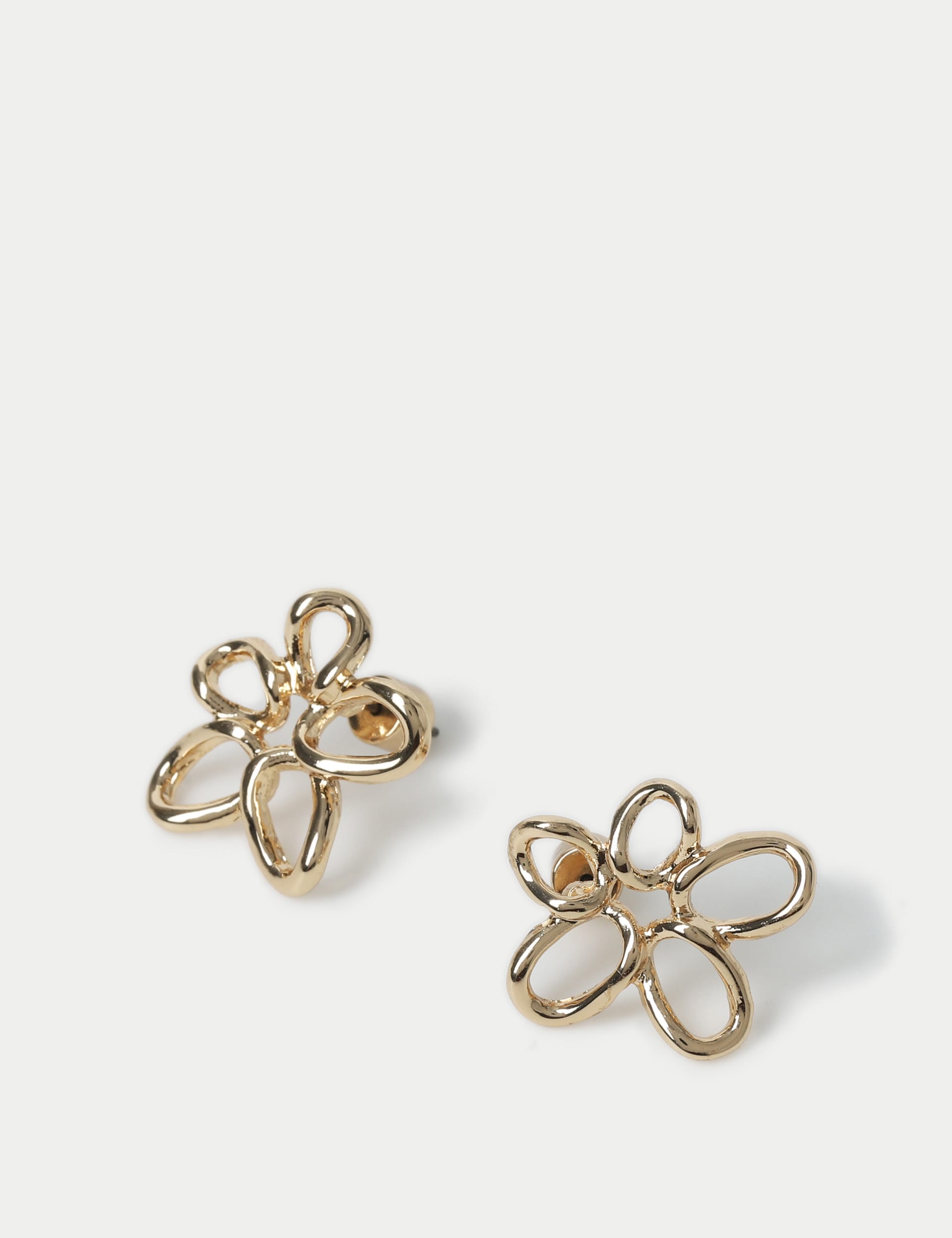 M&S Collection Women's Floral Outline Detail Stud Earrings - Gold, Gold