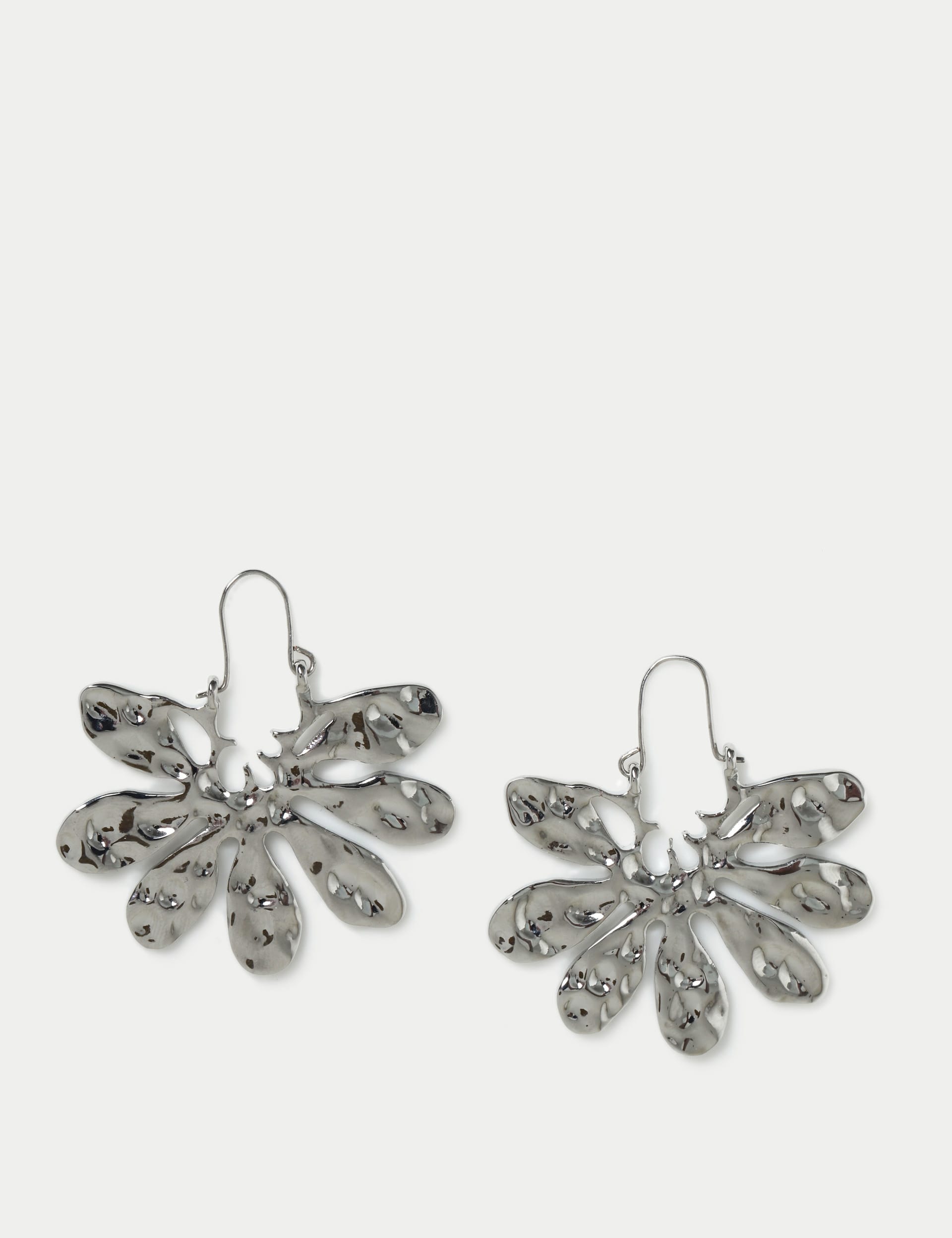 M&S Collection Women's Molten Fan Drop Earrings - Silver, Silver