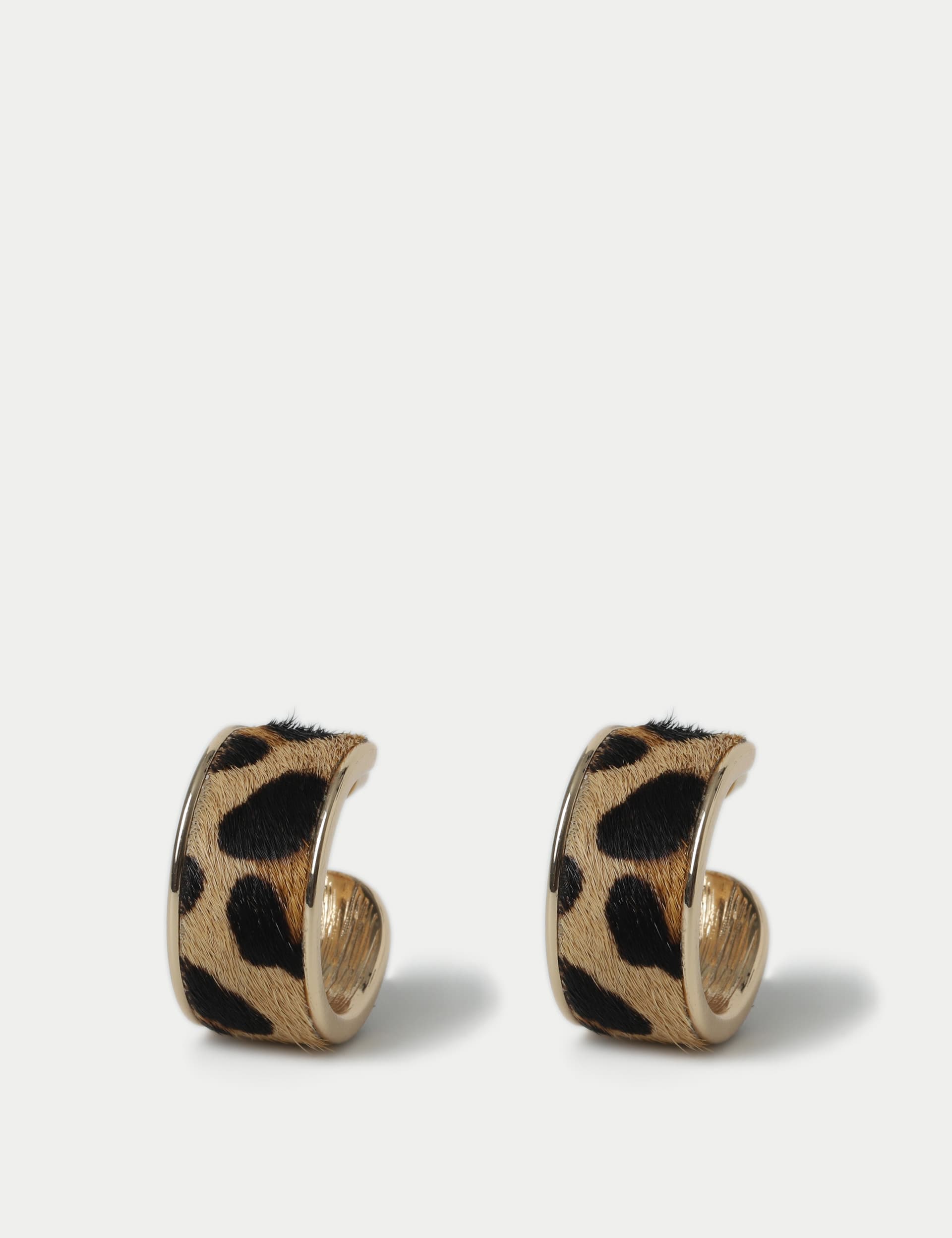 M&S Collection Women's Leopard Hoop Earrings - Gold, Gold