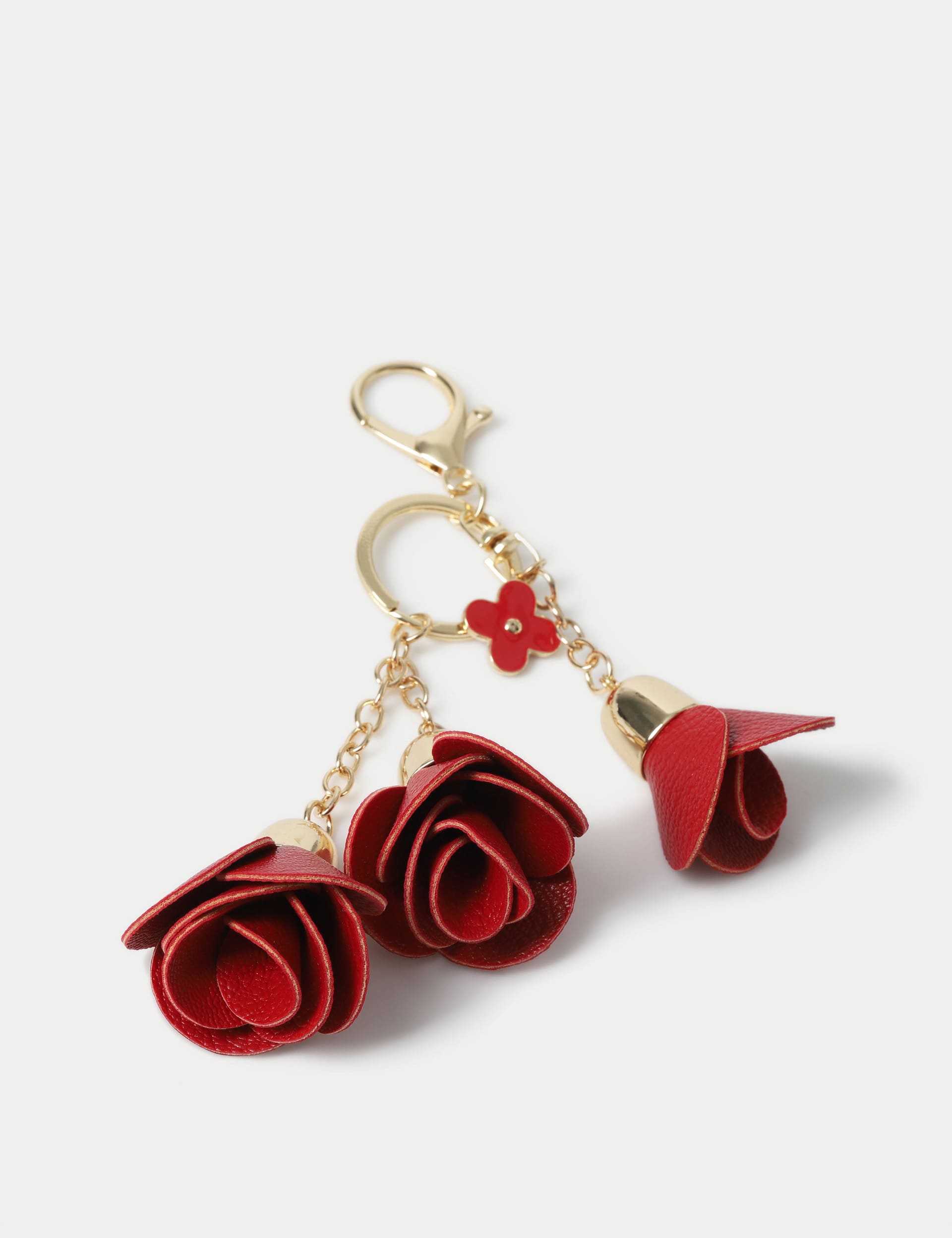 M&S Collection Women's Red Rose Trio Bag Charm, Red,Nude