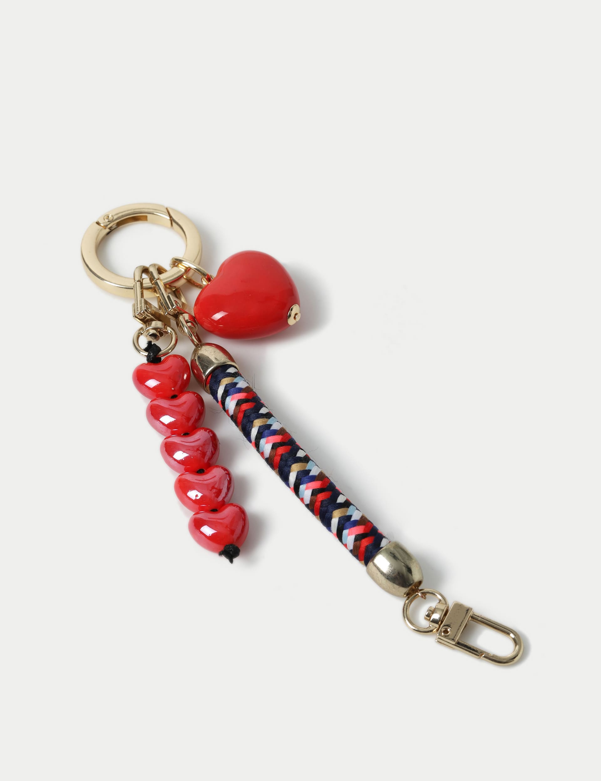 M&S Collection Women's Multi Heart Cord Bag Charm - Red, Red