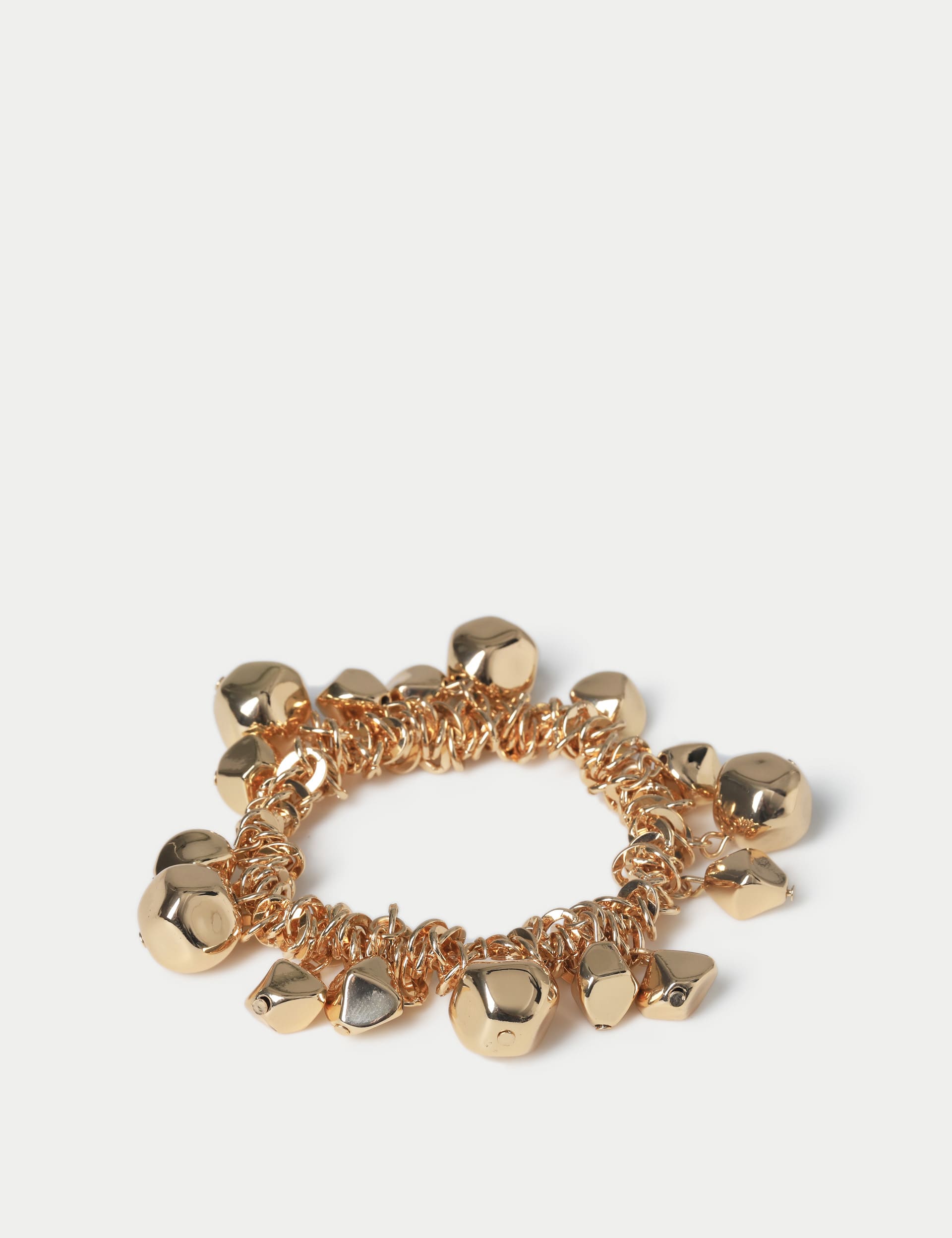 M&S Collection Women's Gold Tone Nugget Stretch Bracelet, Gold