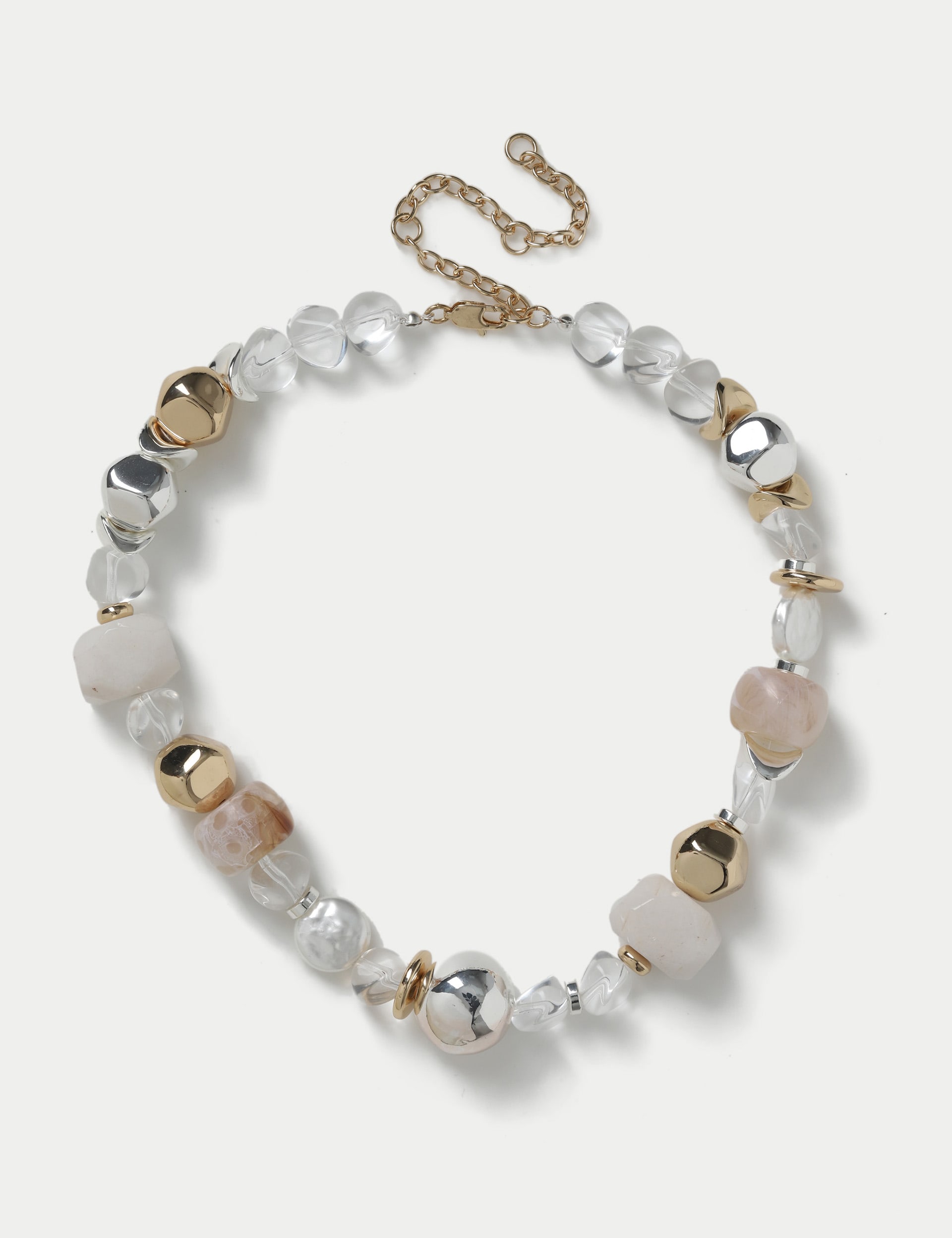 M&S Collection Women's Eclectic Mixed Shape Necklace - Cream, Cream