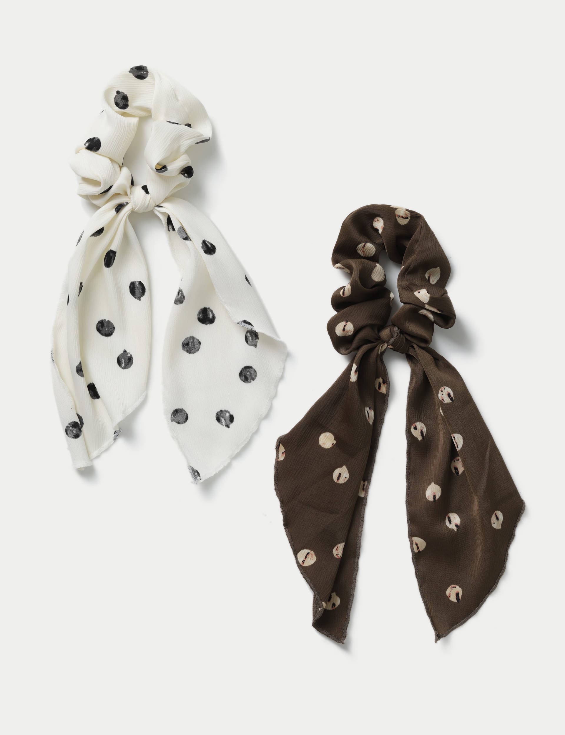 M&S Collection Women's 2 Pack Multi Polka Dot Hair Scrunchies, Multi