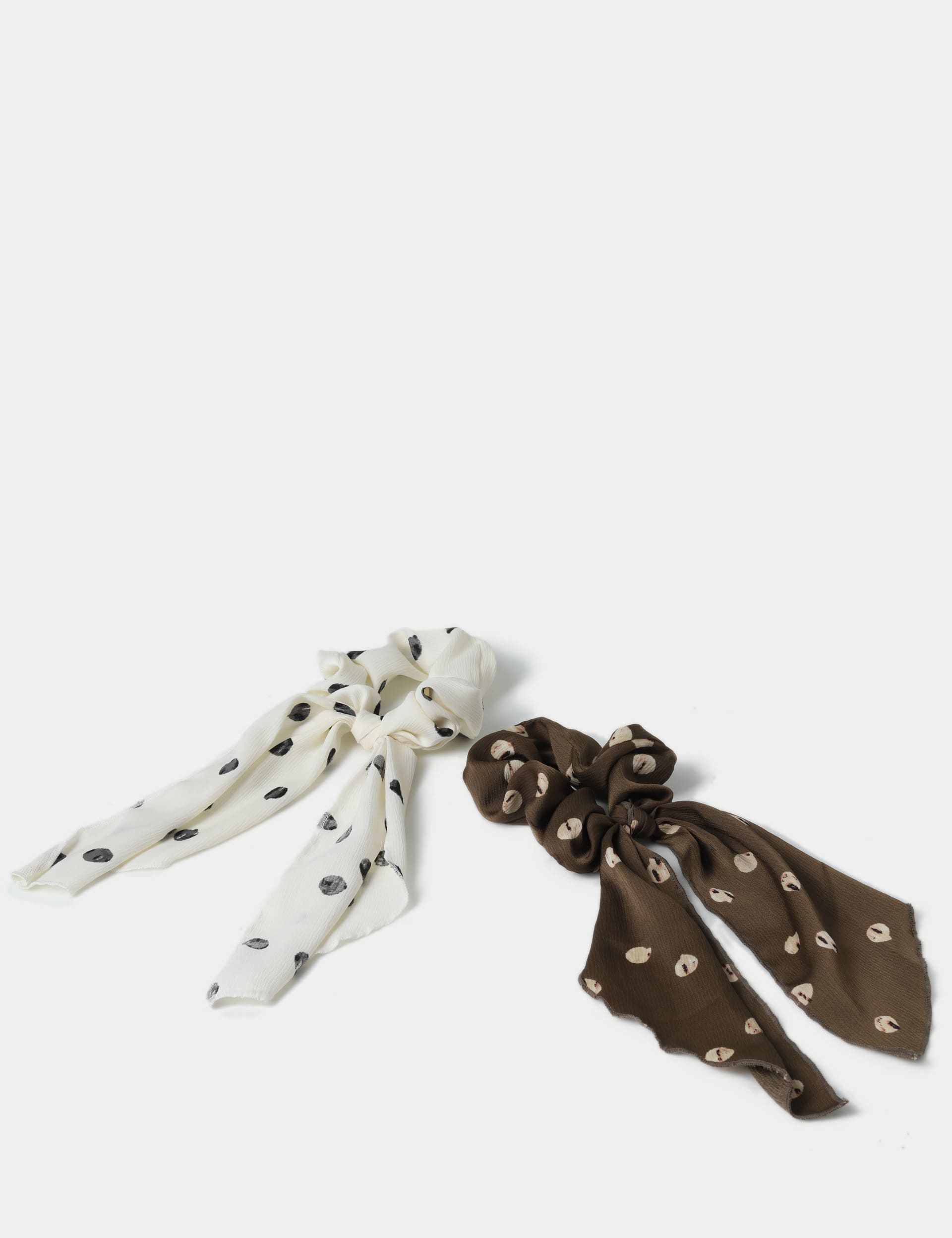 M&S Collection Women's 2 Pack Multi Polka Dot Hair Scrunchies, Multi