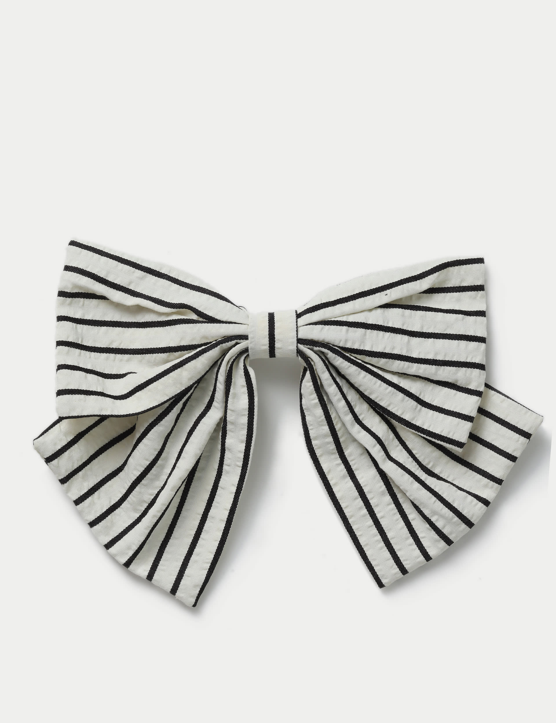 M&S Collection Women's Stripe Bow Hair Accessory - Black/White, Black/White,Blue Mix