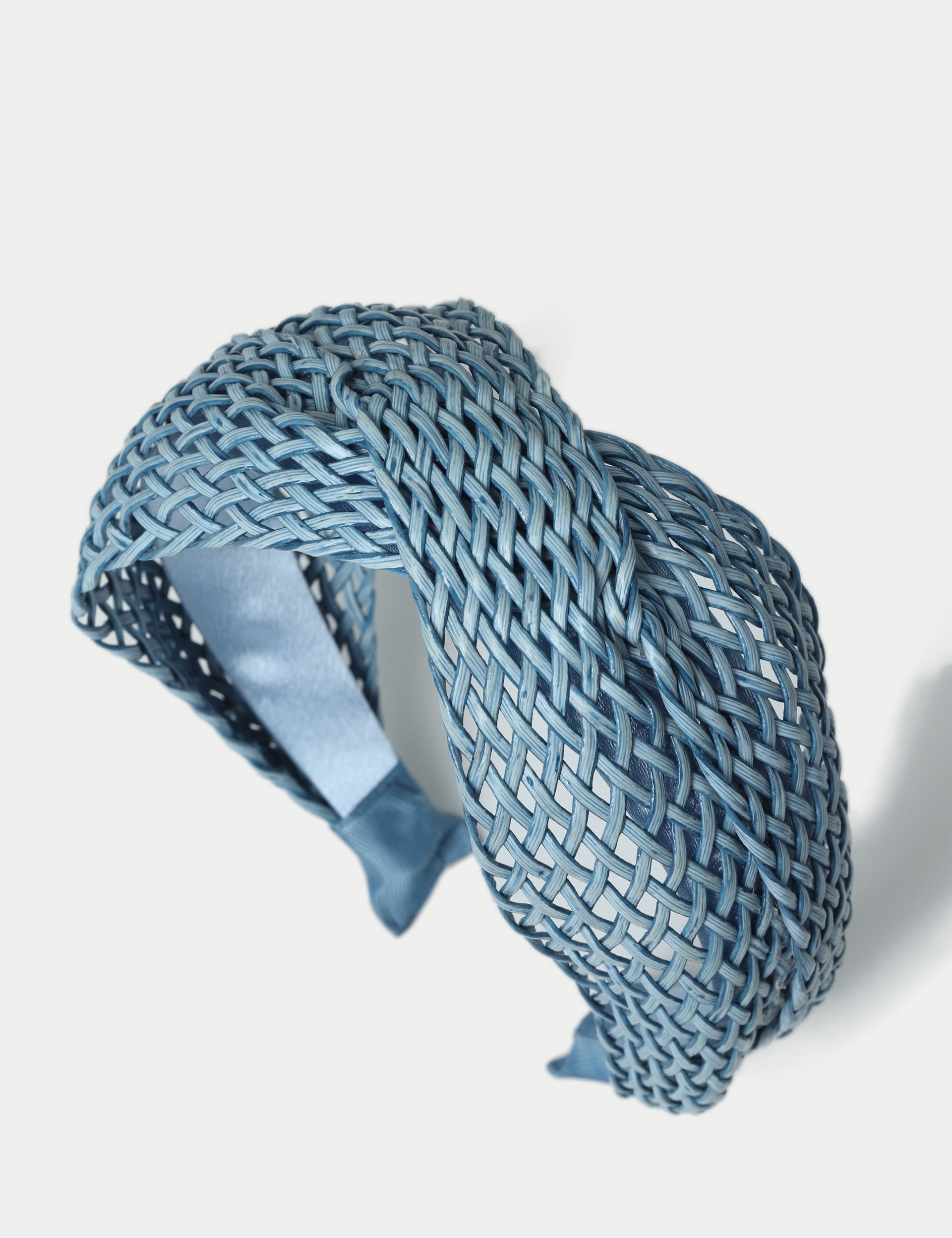 M&S Collection Women's Blue Raffia Twist Alice Band, Blue