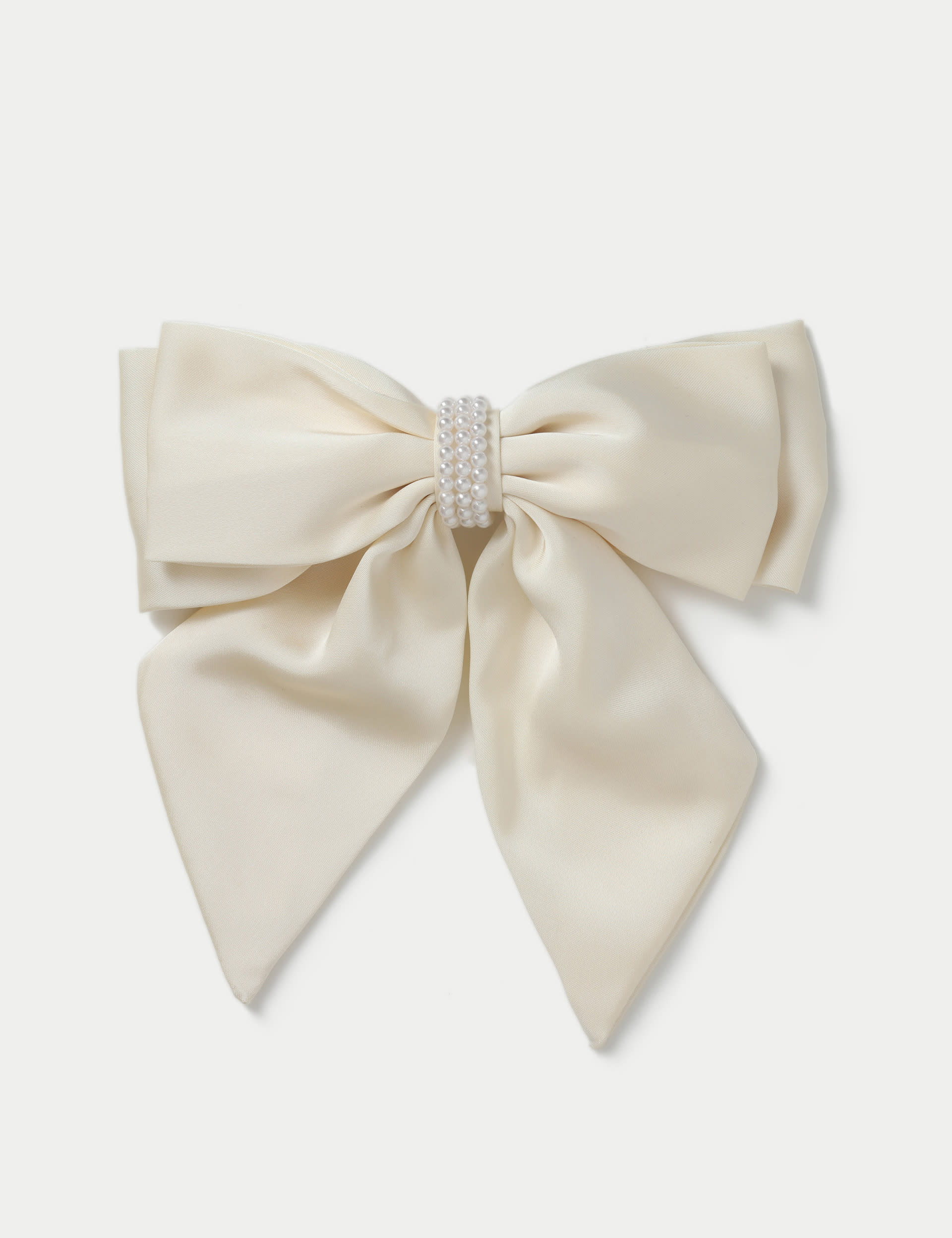 M&S Collection Women's Cream Satin and Pearl Bow, Cream