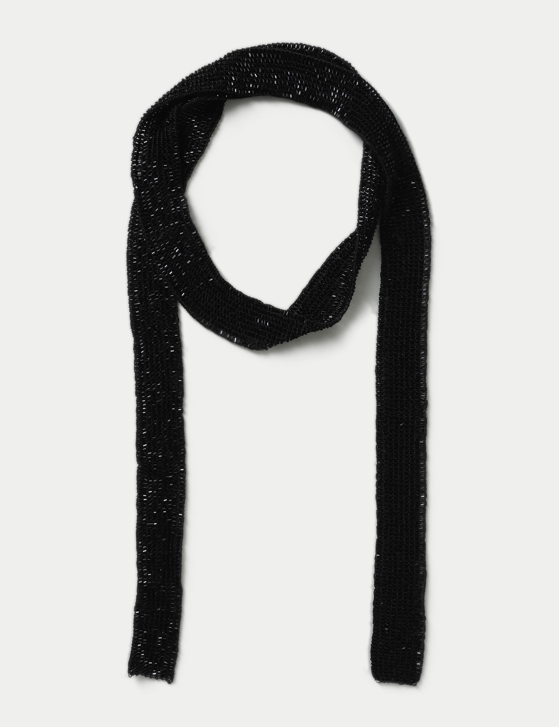 M&S Collection Women's Black Beaded Scarf, Black