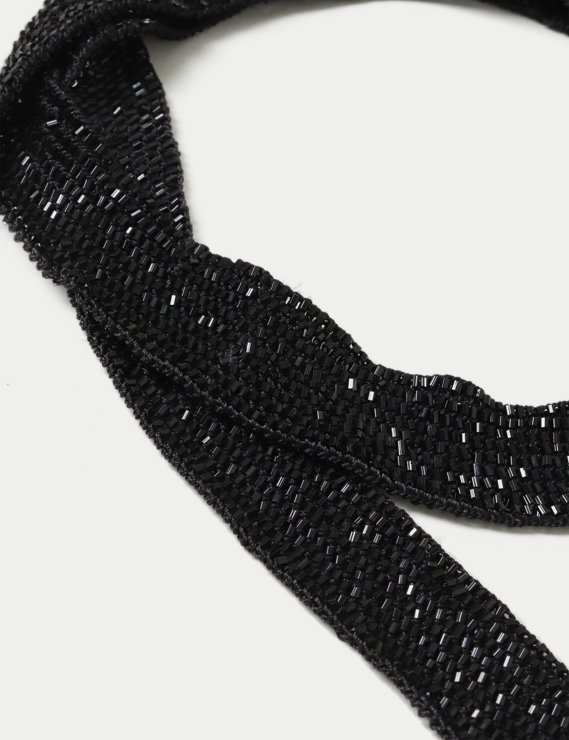 M&S Collection Women's Black Beaded Scarf, Black