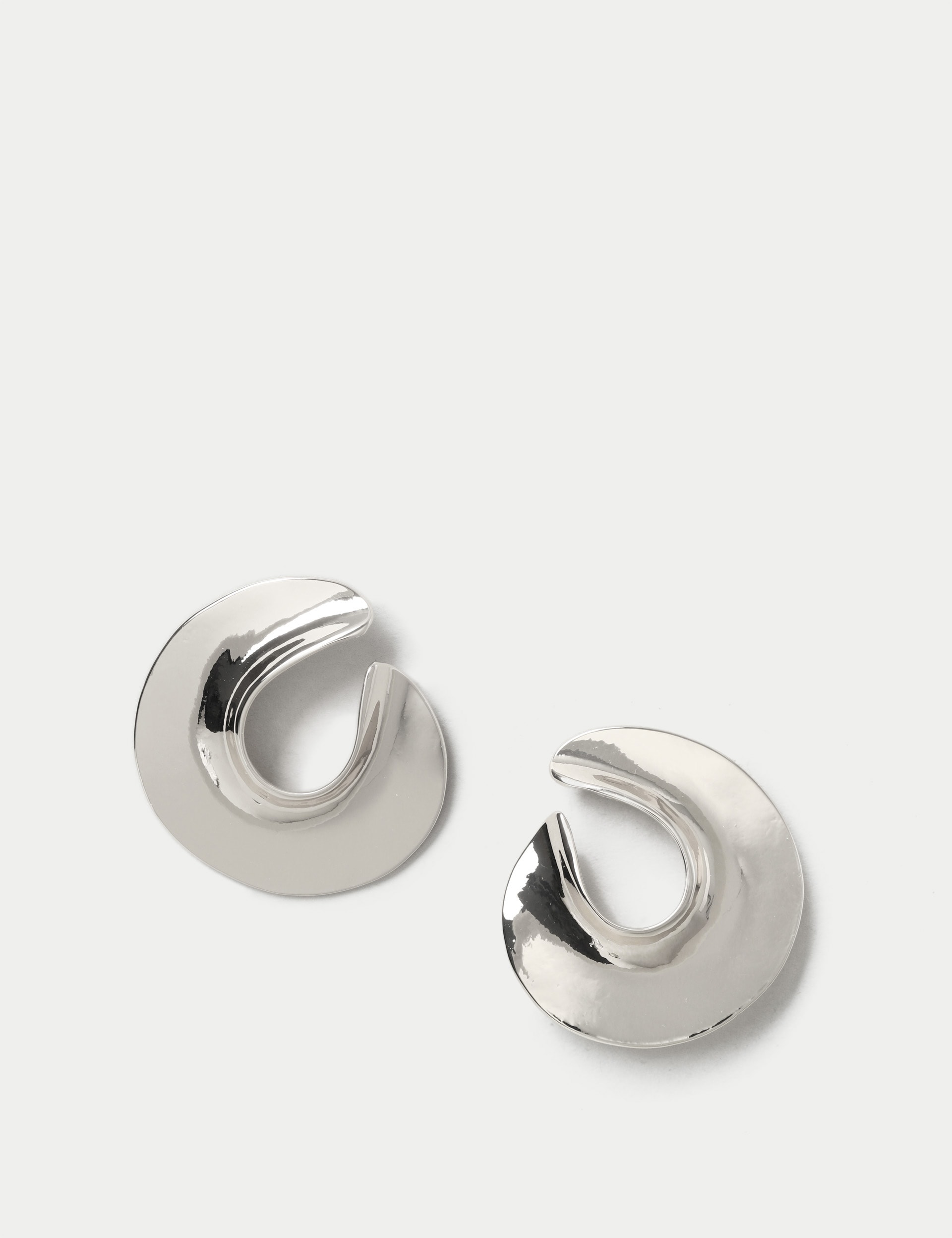 M&S Collection Women's Oversized Open Swirl Stud Earrings - Silver, Silver