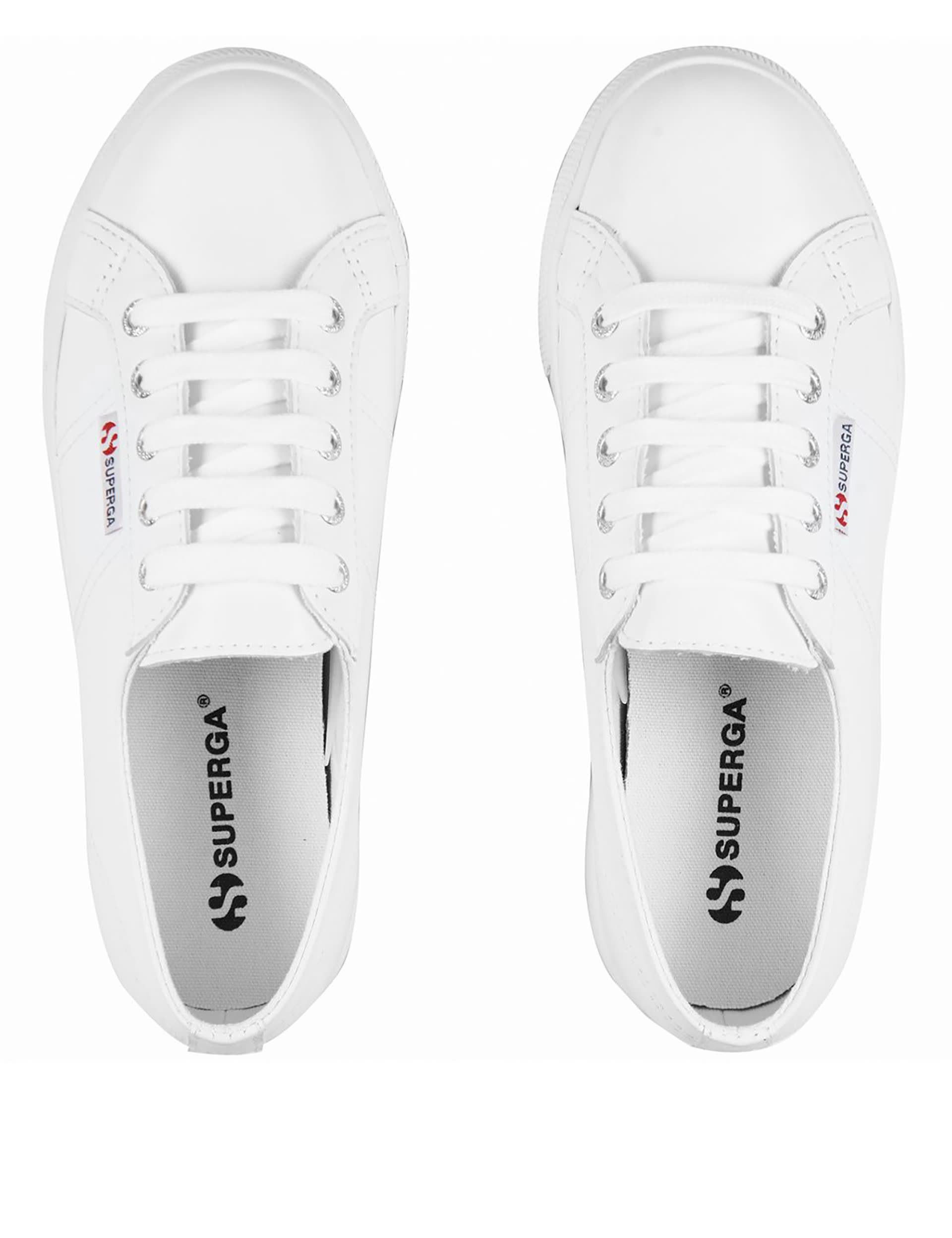 Superga 2750 Efglu Leather Lace Up Trainers - 6 - White, Grey,Navy,White