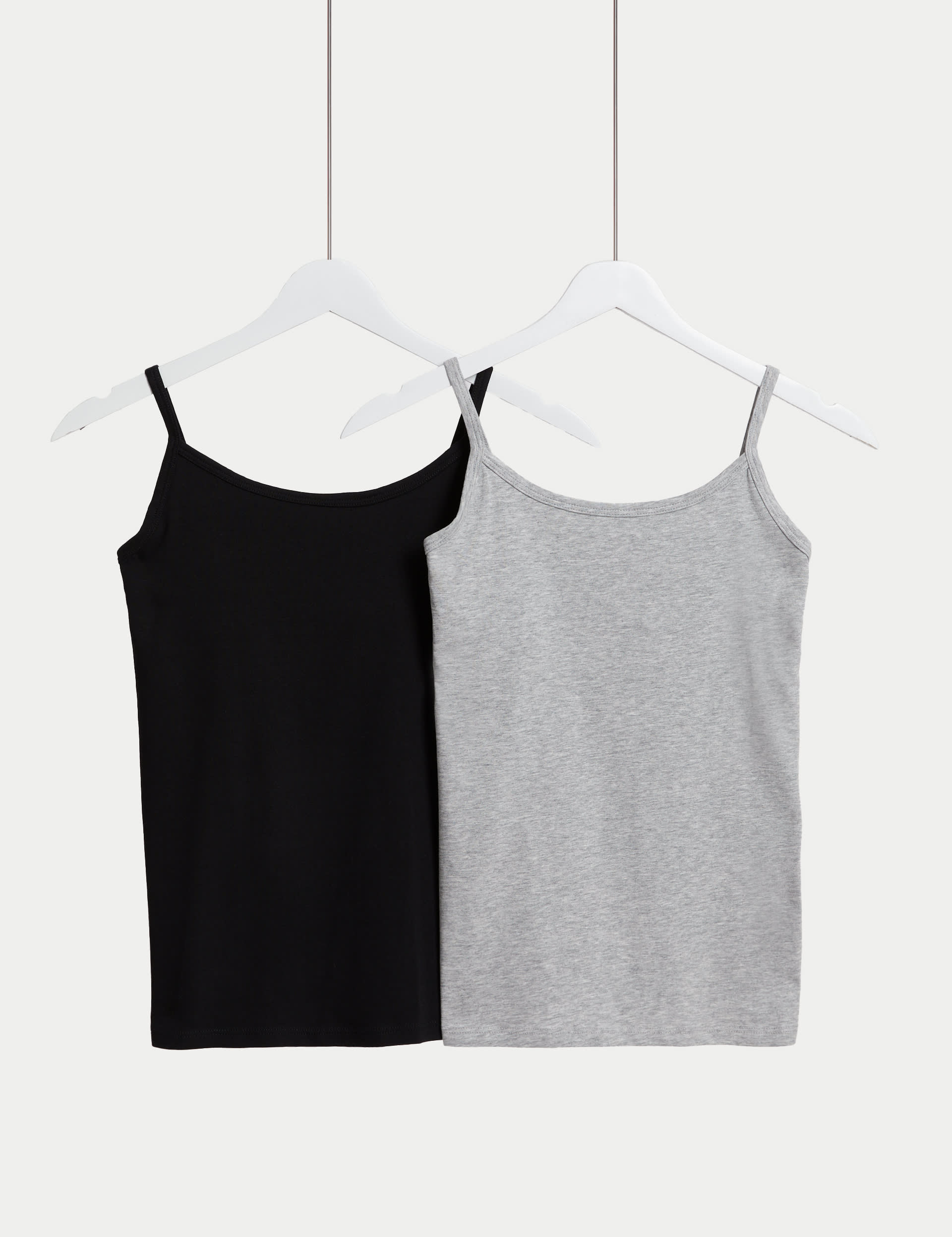 M&S Collection Women's 2 Pack Teen Cotton with Stretch Secret Support Vests - 8 - Black, Black,Pink