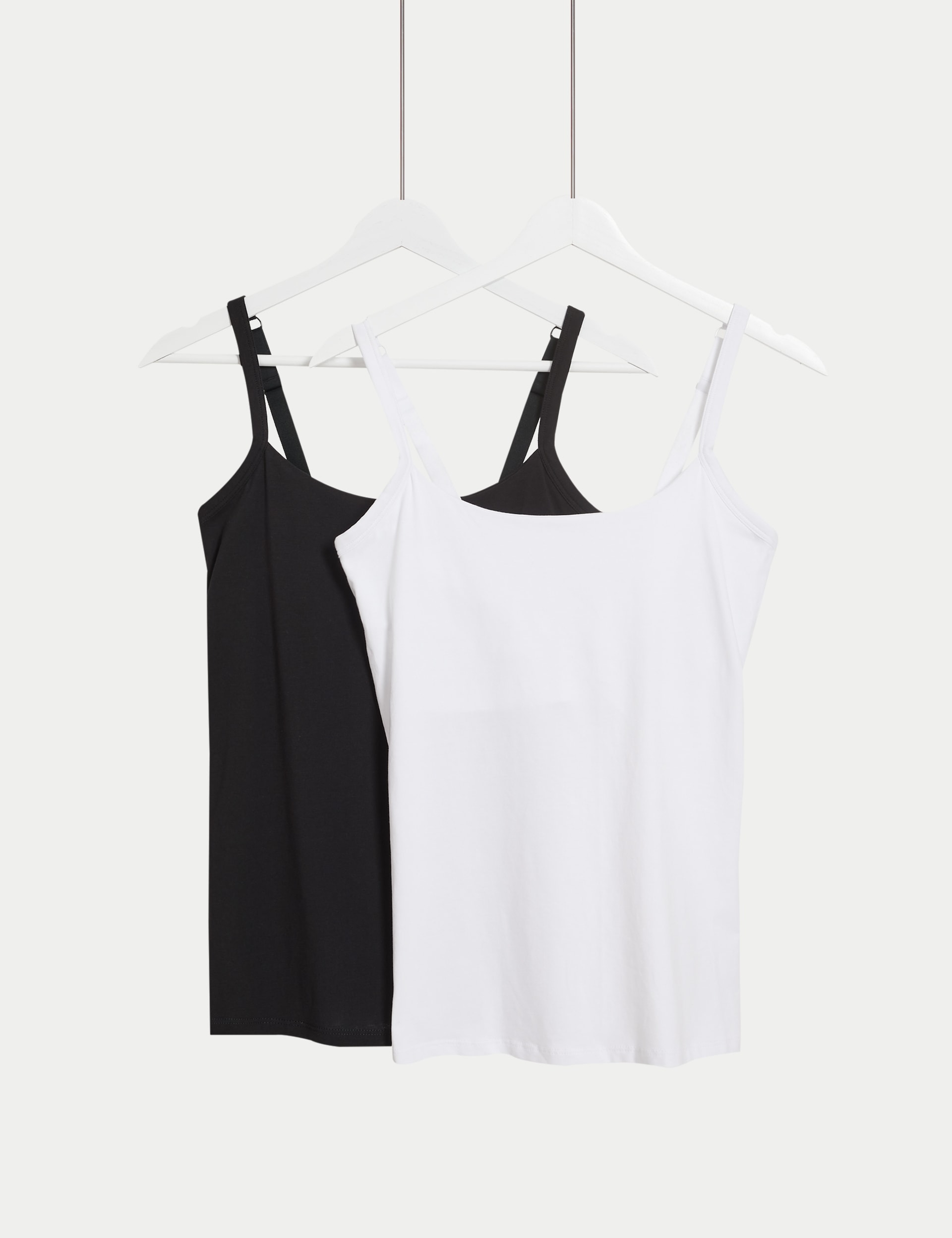 M&S Collection Women's 2 Pack Cotton Rich Secret Support Vests F+ - 14 - White Mix, White Mix