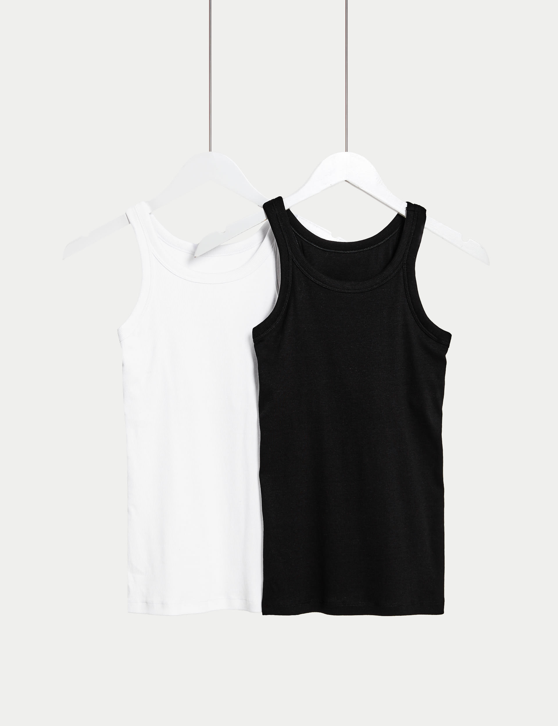 M&S Collection Women's 2 Pack Cotton Rich Secret Support Vests - 12 - White Mix, White Mix