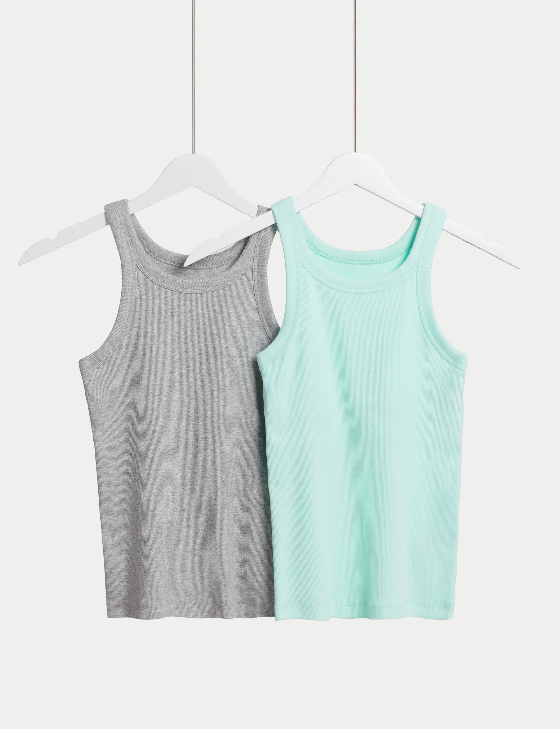 Body By M&S Women's 2 Pack Teen Cotton Rich Secret Support Vests - 8 - Bright Aqua, Bright Aqua,Bla