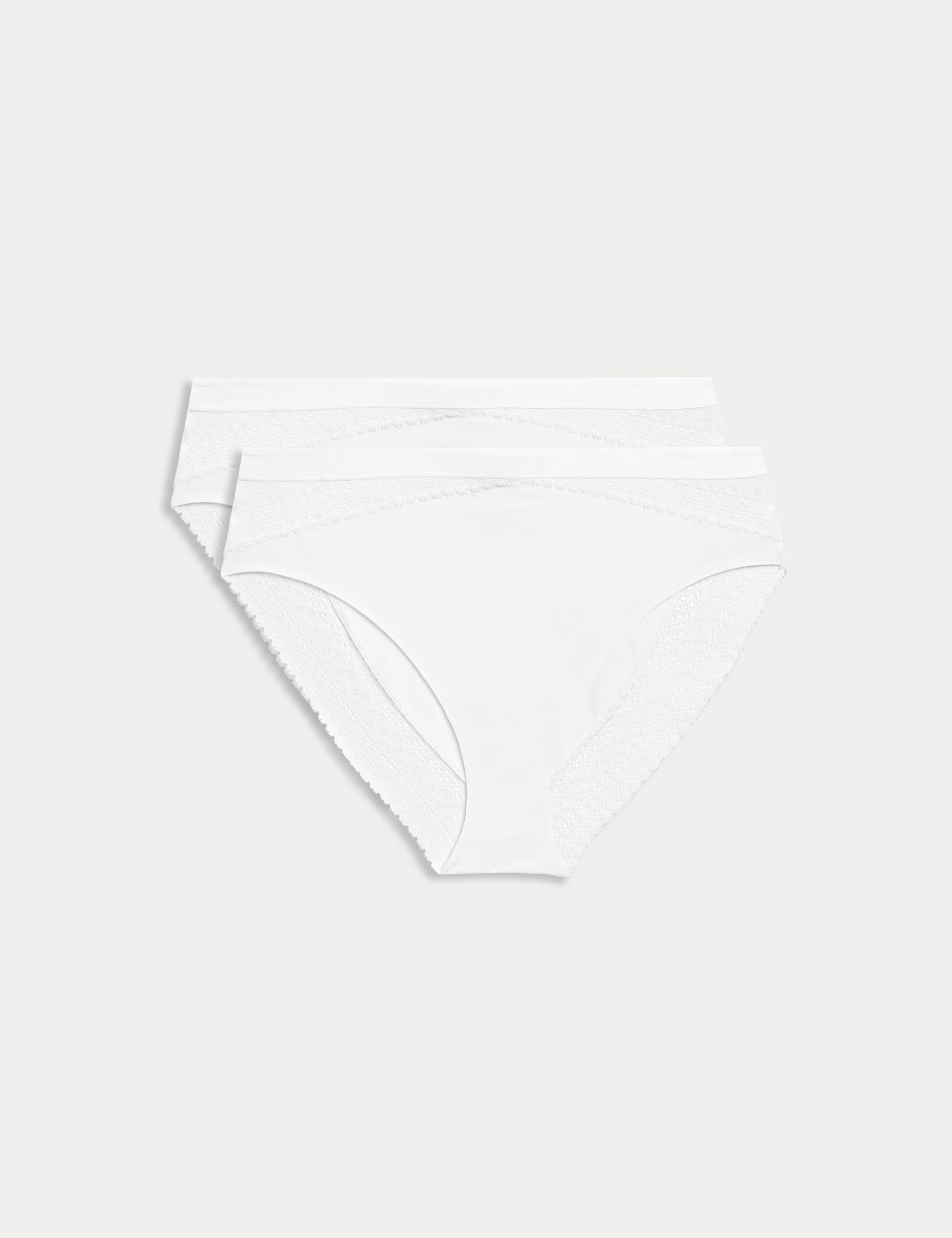 Body By M&S Women's 2 Pack Light Control Cotton Rich High Leg Knickers - 20 - White, Black,White