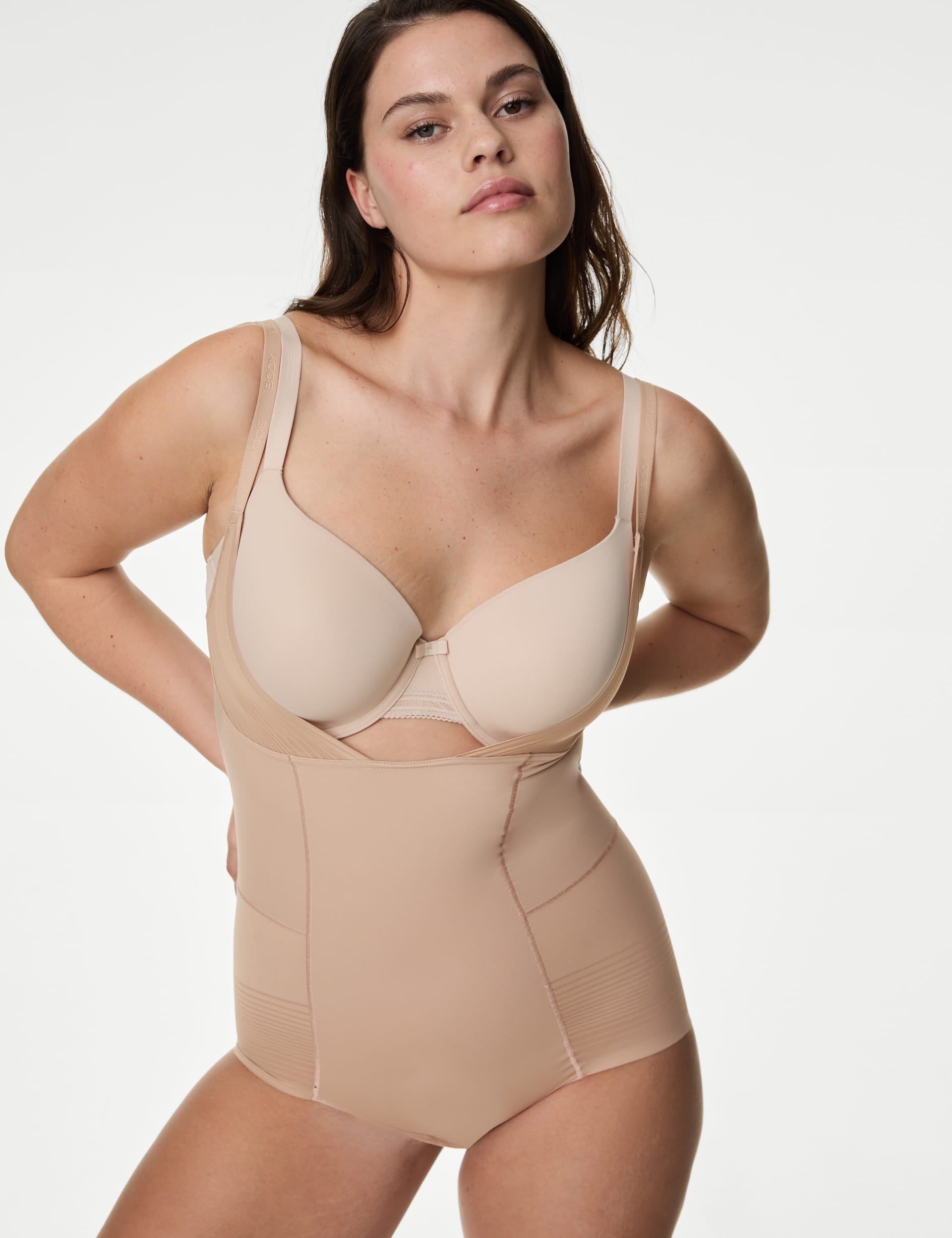 Body By M&S Women's Body Define Firm Control Wear Your Own Bra Bodysuit - 16 - Rose Quartz, Rose Qu