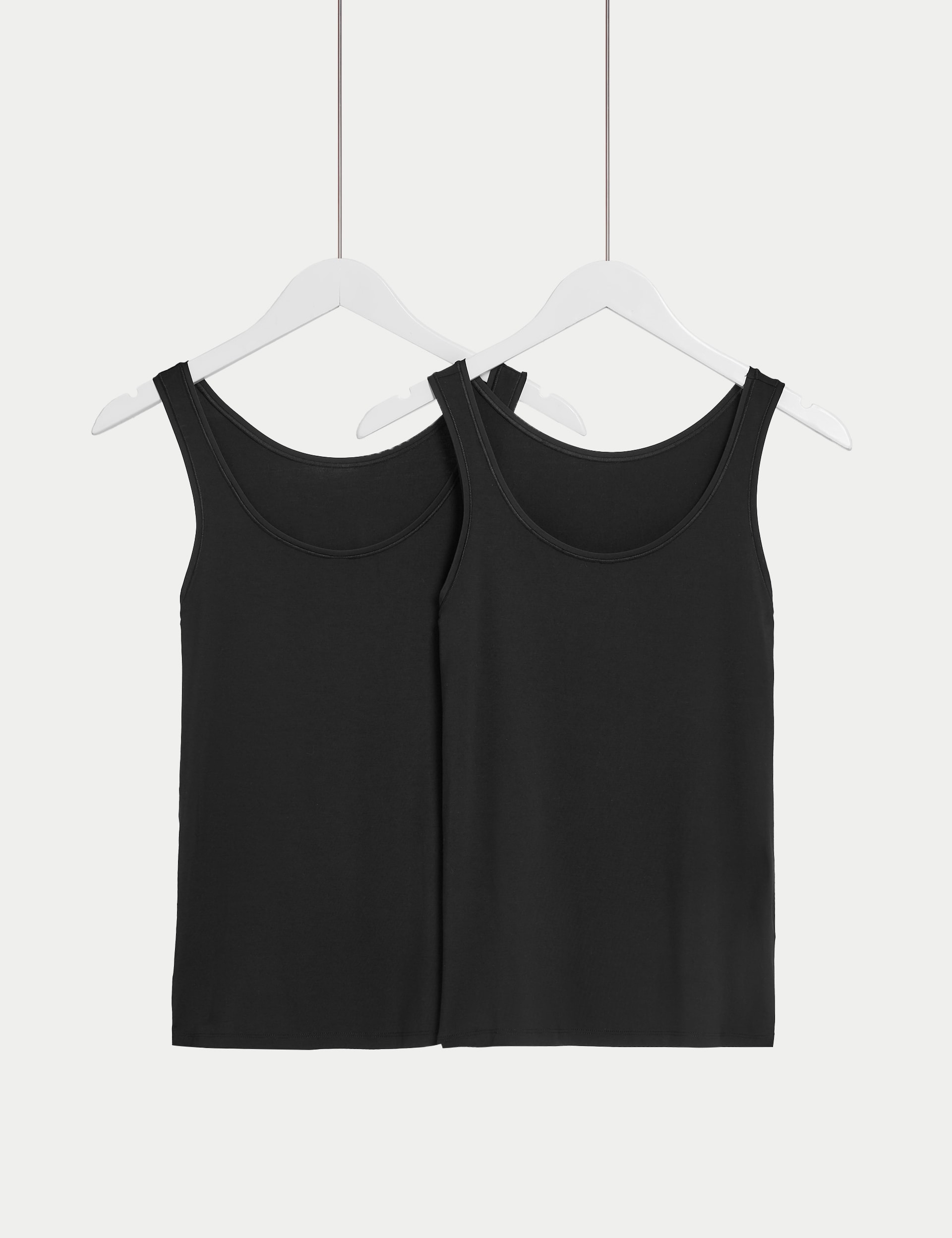 Body By M&S Women's 2 Pack Flexifit Modal Rich Vests - 12 - Black, White Mix,Black,Blackcurrant