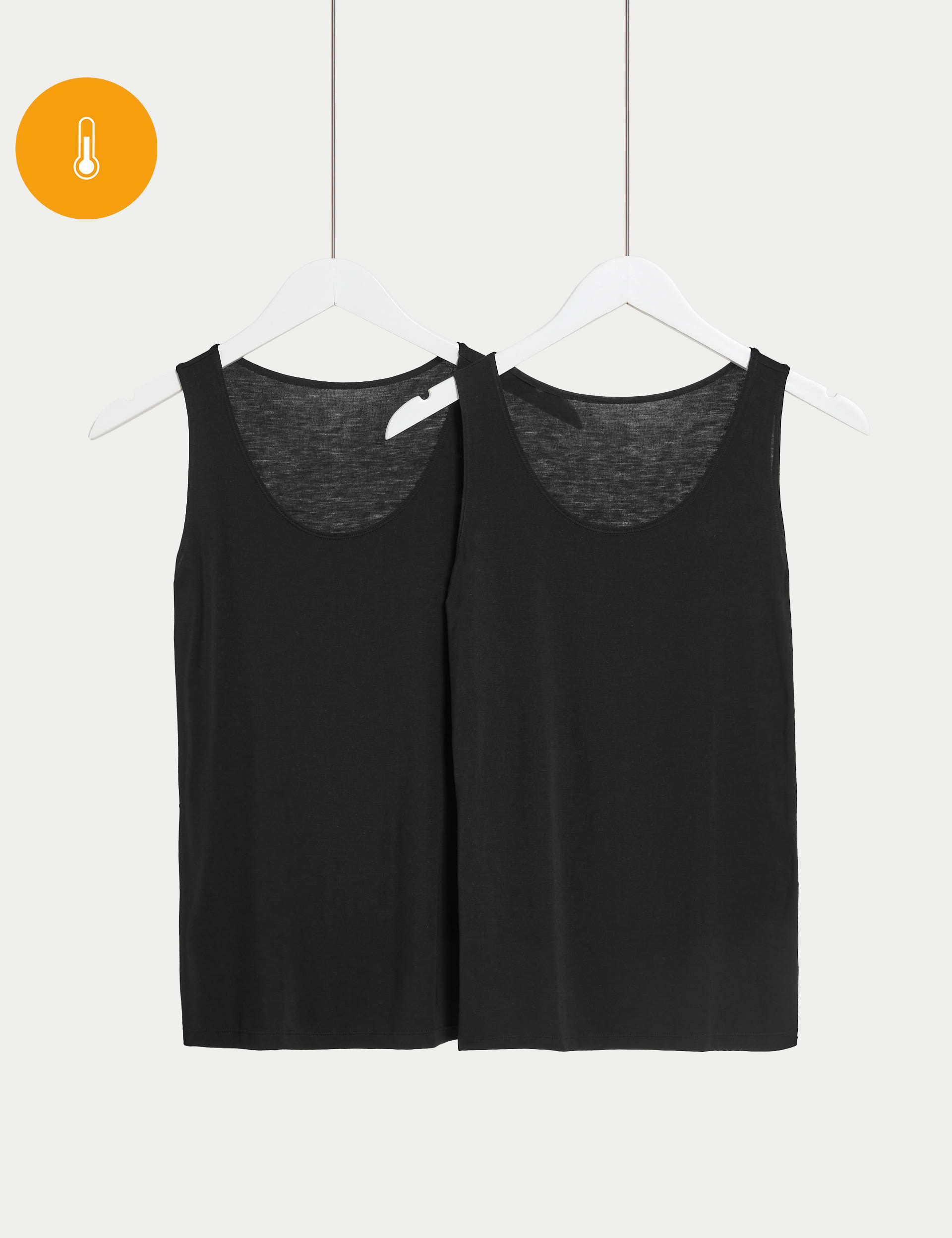 M&S Collection Women's 2 Pack Heatgen Thermal Built-up Shoulder Vest - 12 - Black, Black