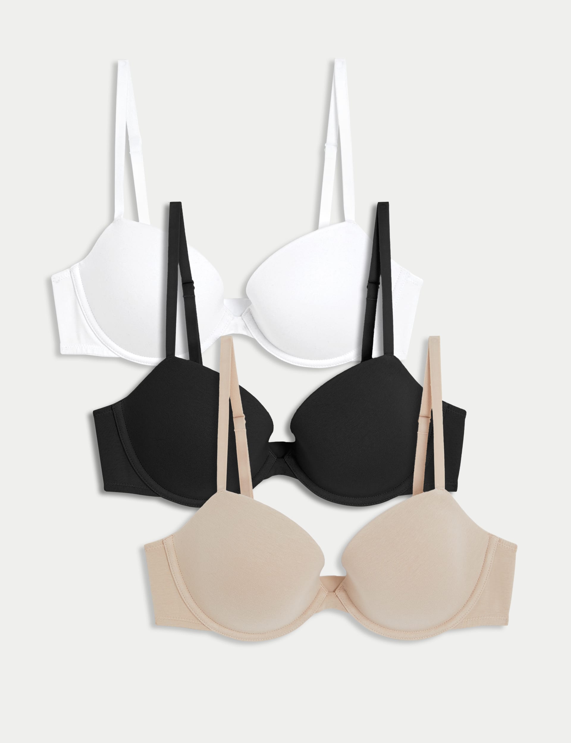 M&S Collection Women's 3pk Cotton Rich Wired Balcony Bras A-E - 42C - Opaline Mix, Opaline Mix