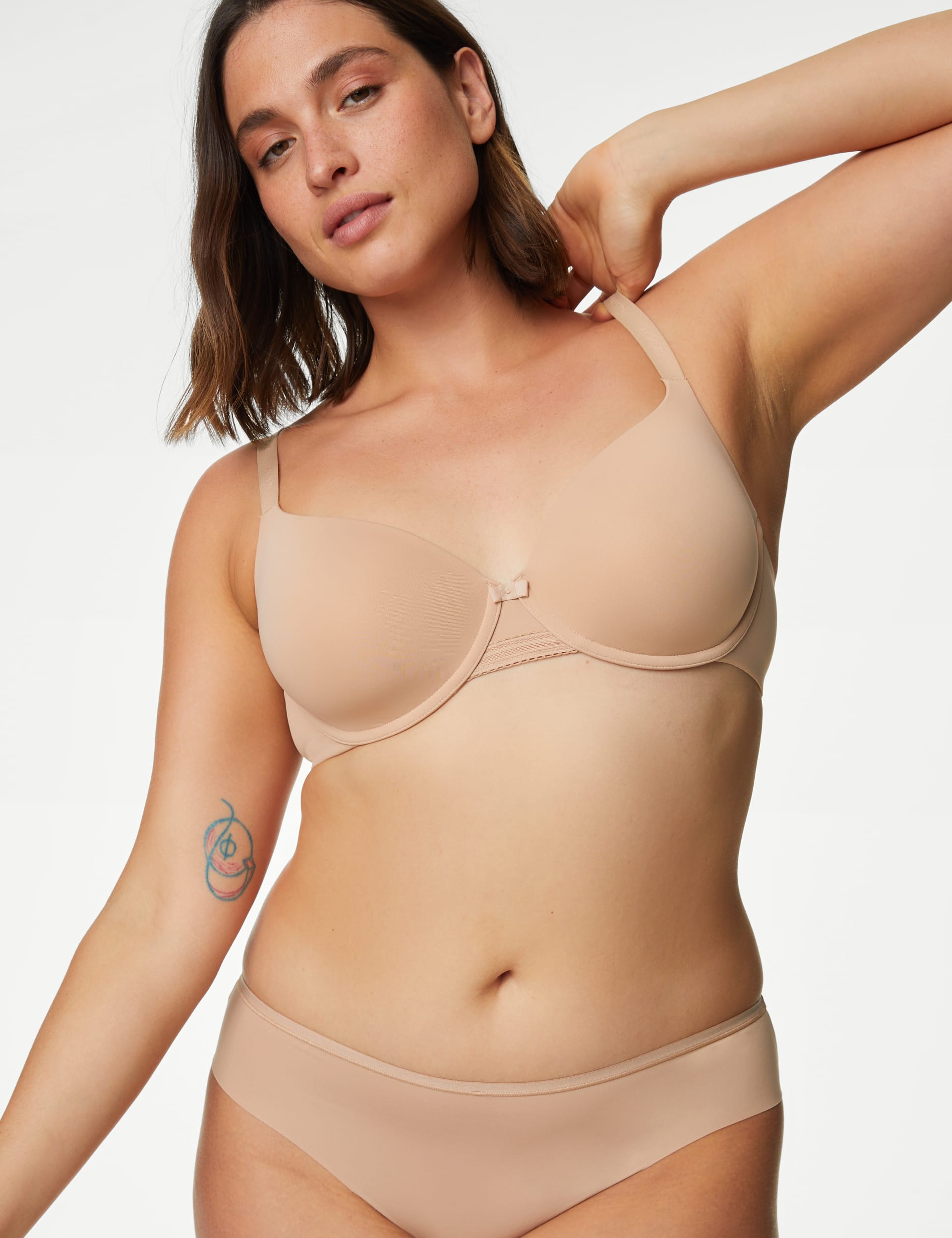 Body By M&S Neutrals Women's Flexifit Wired Full-Cup T-Shirt Bra A-E - 36C - Rose Quartz, Smokey Gr