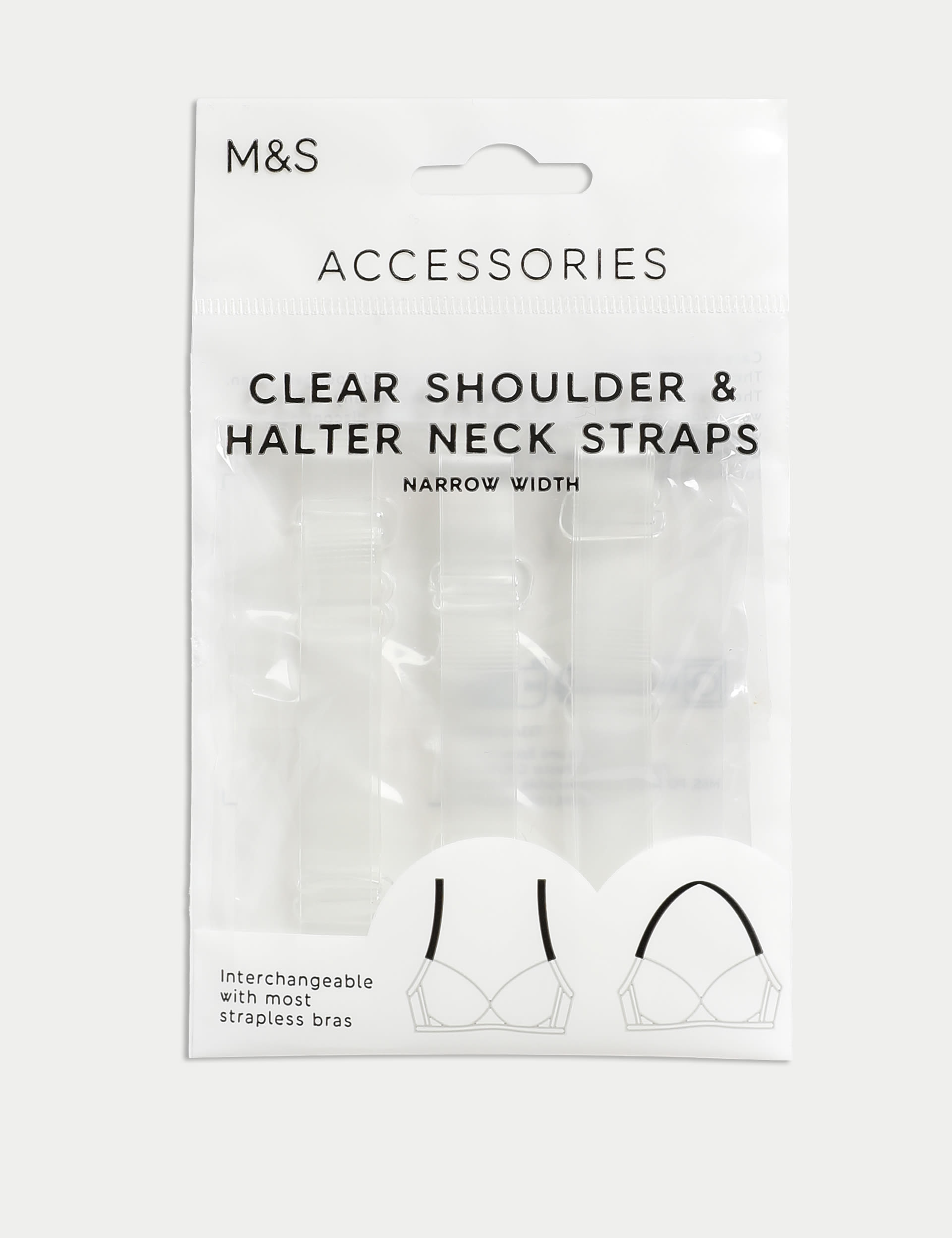 M&S Collection Women's Clear Narrow Bra Straps, Clear