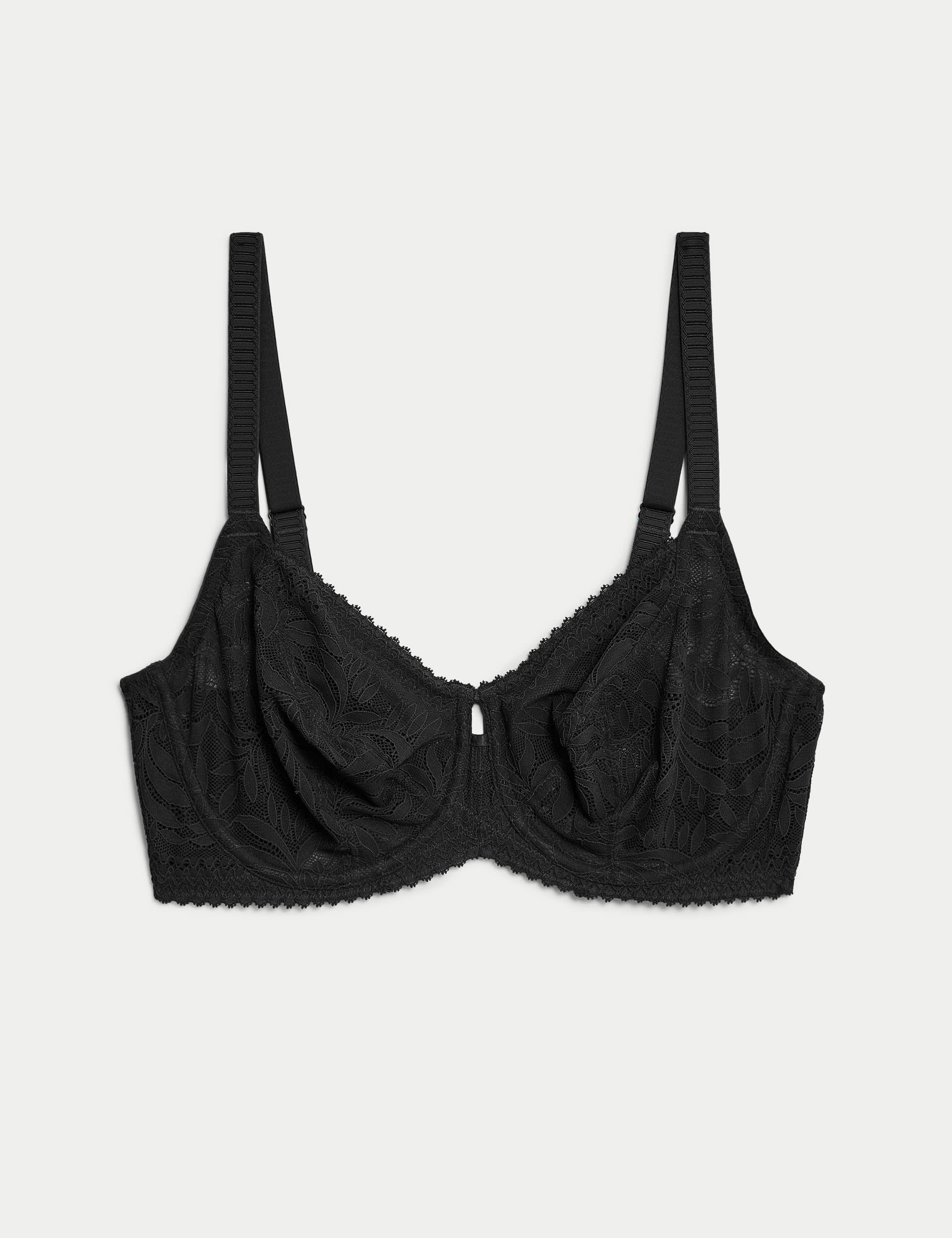 M&S Collection Women's Flexifit Lace Wired Balcony Bra F-H - 38F - Black, White,Black,Bright Indigo