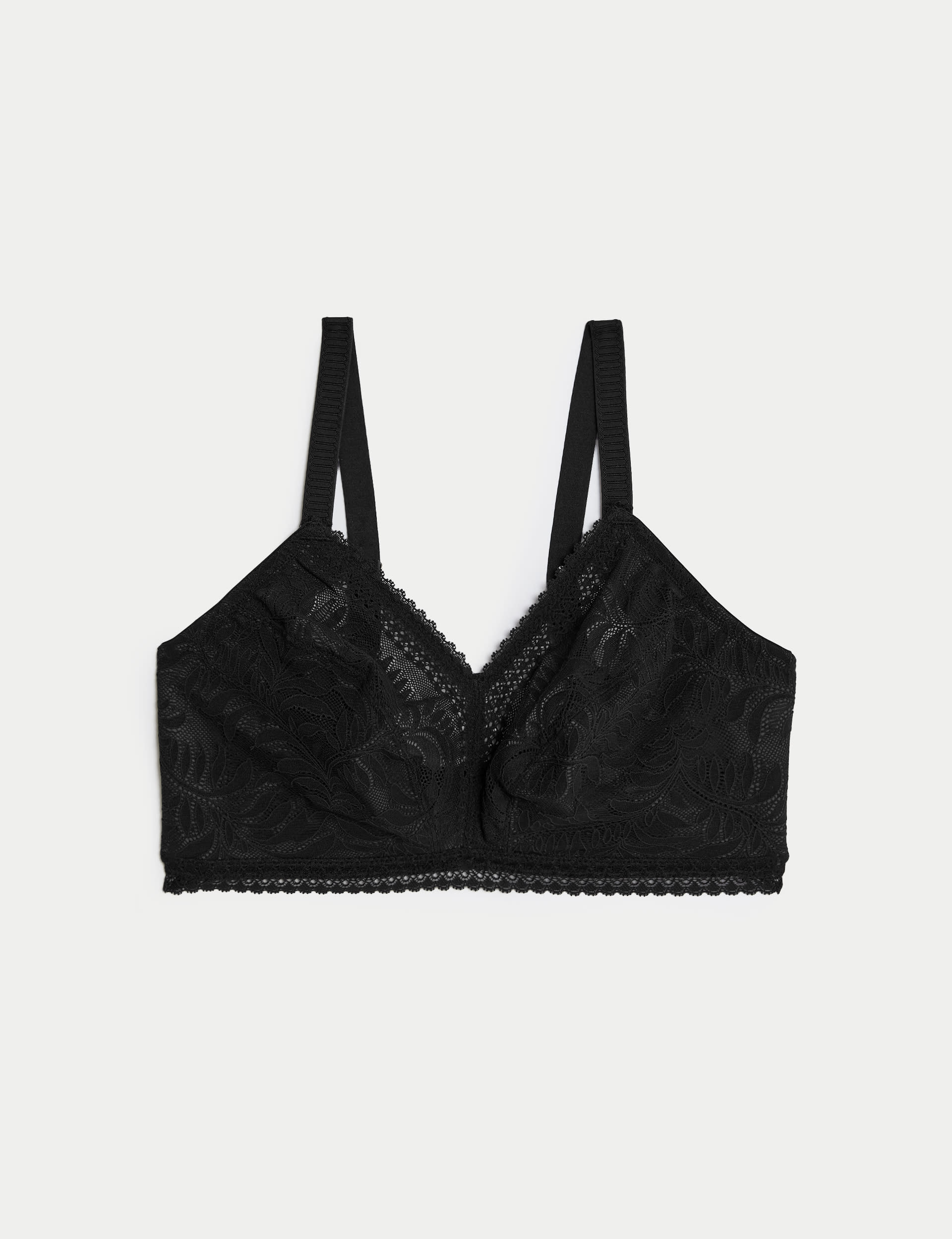 M&S Collection Women's Flexifit Lace Non Wired Bralette F-H - 36F - Black, Pink,Bright Indigo,White