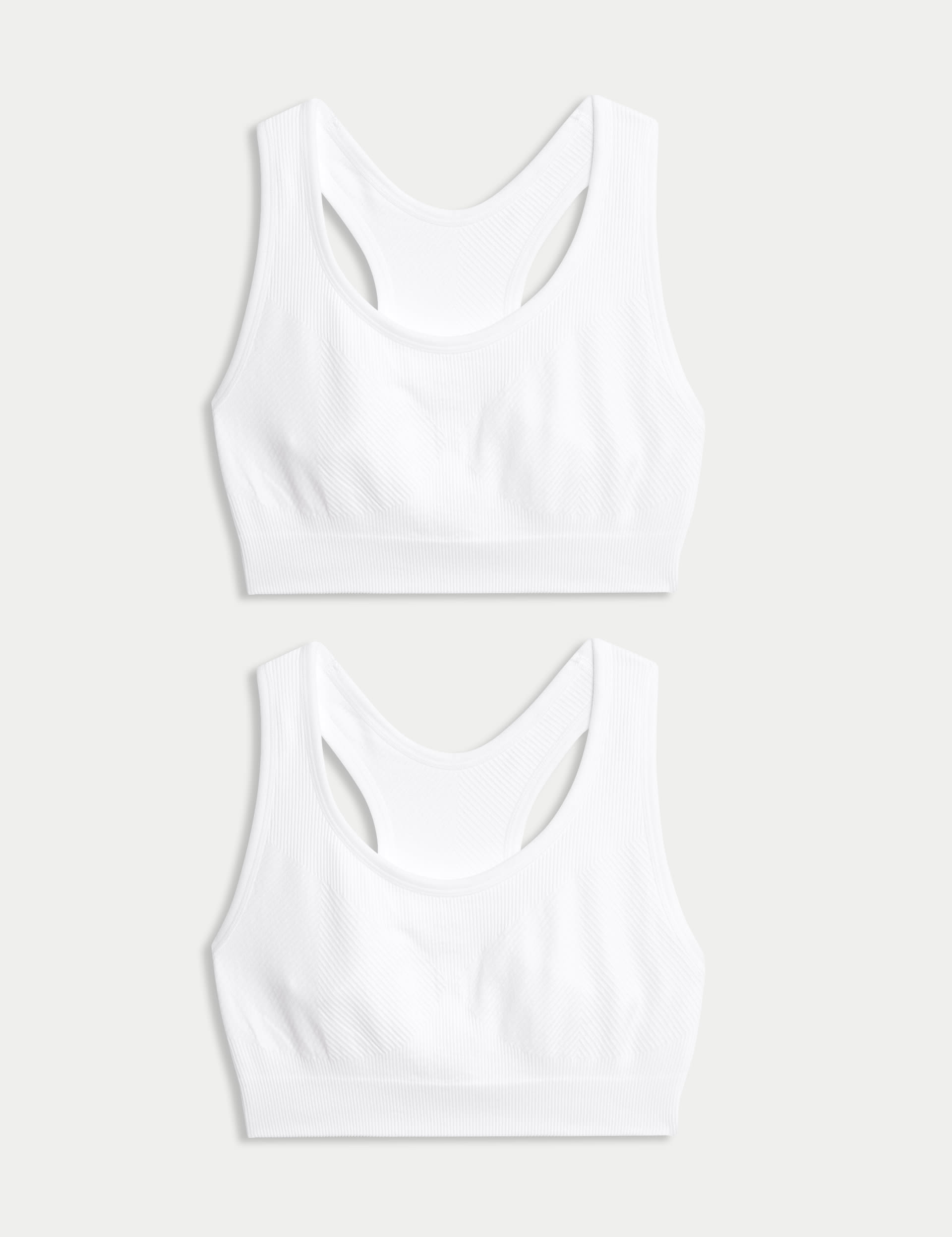 Goodmove Women's 2 Pack Seamless Medium Support Sports Bras - White, White