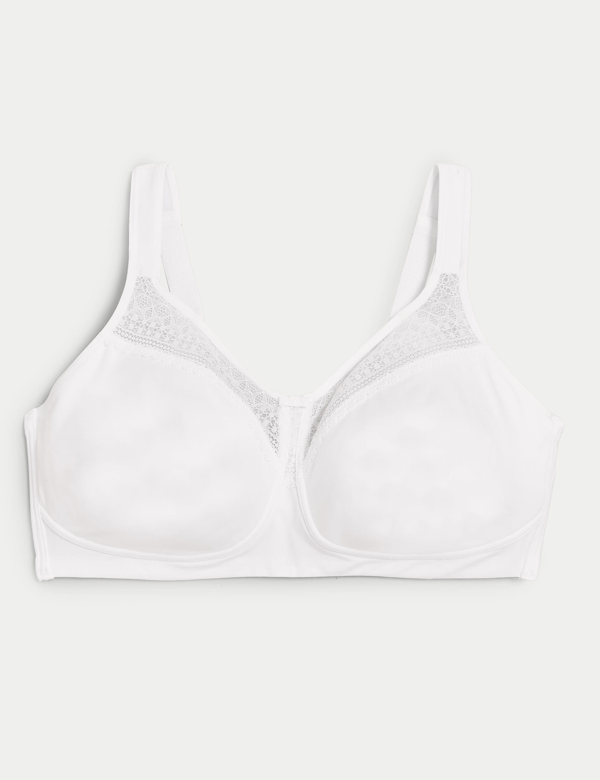 M&S Collection Women's Cotton Blend & Lace Non Wired Total Support Bra B-H - 44DD - White, Soft Pink