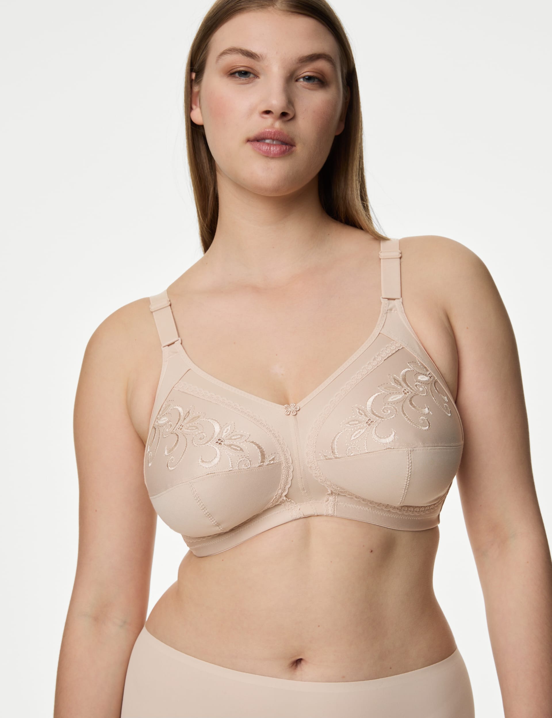 M&S Collection Women's Total Support Embroidered Full Cup Bra B-G - 38C - Opaline, Opaline,Black,Whi