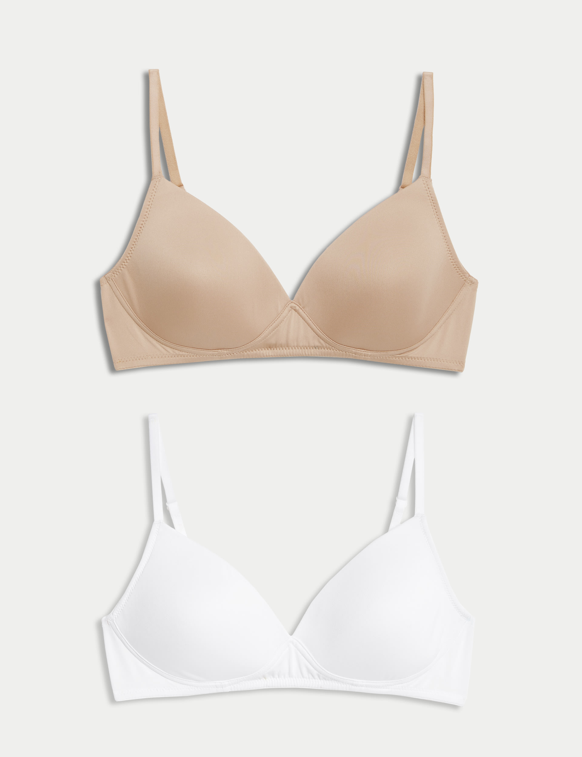 M&S Collection Women's 2 Pack Non Wired First Bra - 32A - White Mix, Rose Quartz,White Mix,Rich Ambe