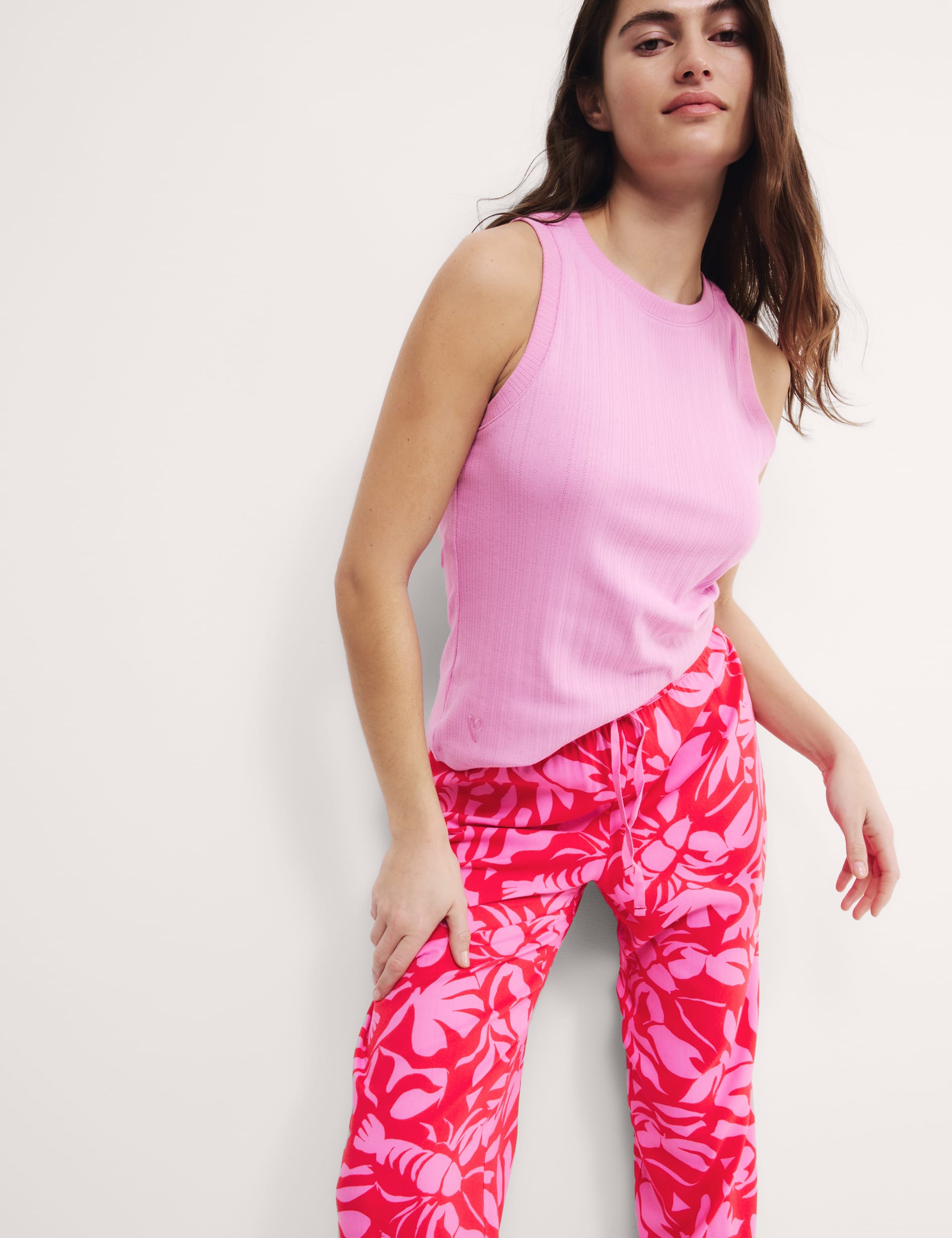 M&S Collection Women's Cotton Blend Lobster Print Pyjama Bottoms - 12REG - Pink Mix, Pink Mix