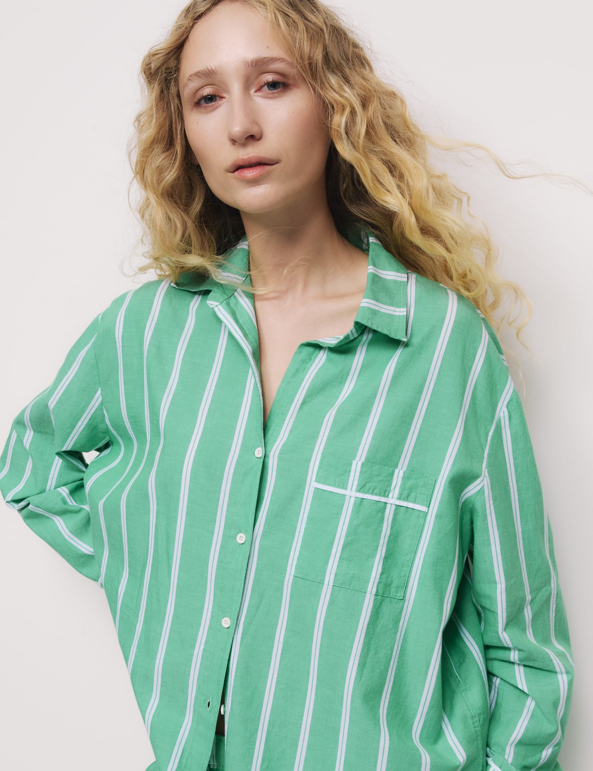 Body By M&S Women's Cool Comfort Striped Pyjama Top - 14 - Emerald, Emerald