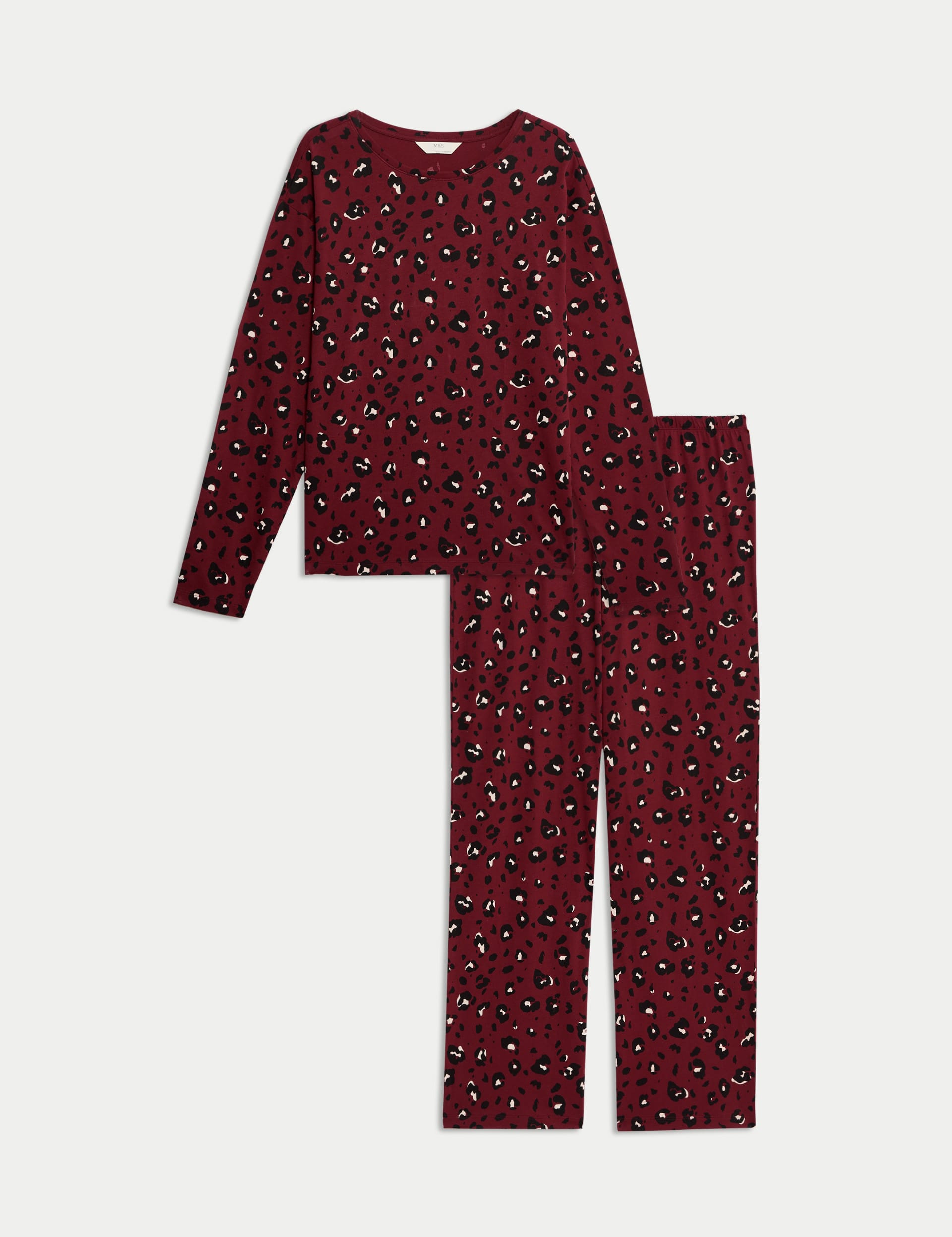 M&S Collection Women's Pure Cotton Printed Pyjama Set - Dark Berry, Mushroom,Dark Berry