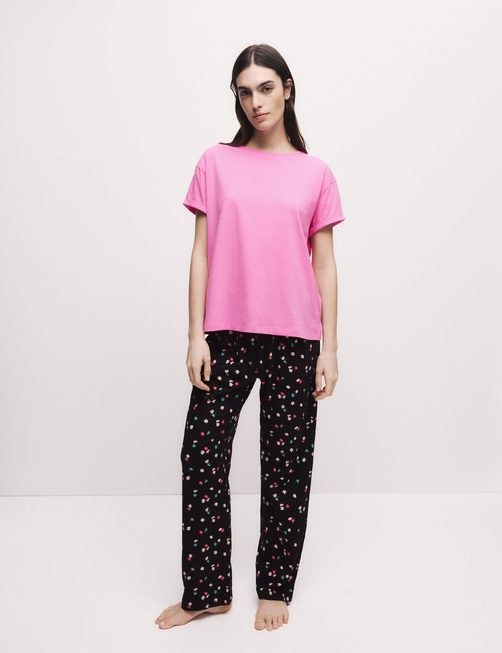 M&S Collection Women's Pure Cotton Printed Pyjama Set - Pink, Slate Blue,Navy,Rouge,Peach,Pink,Ivory