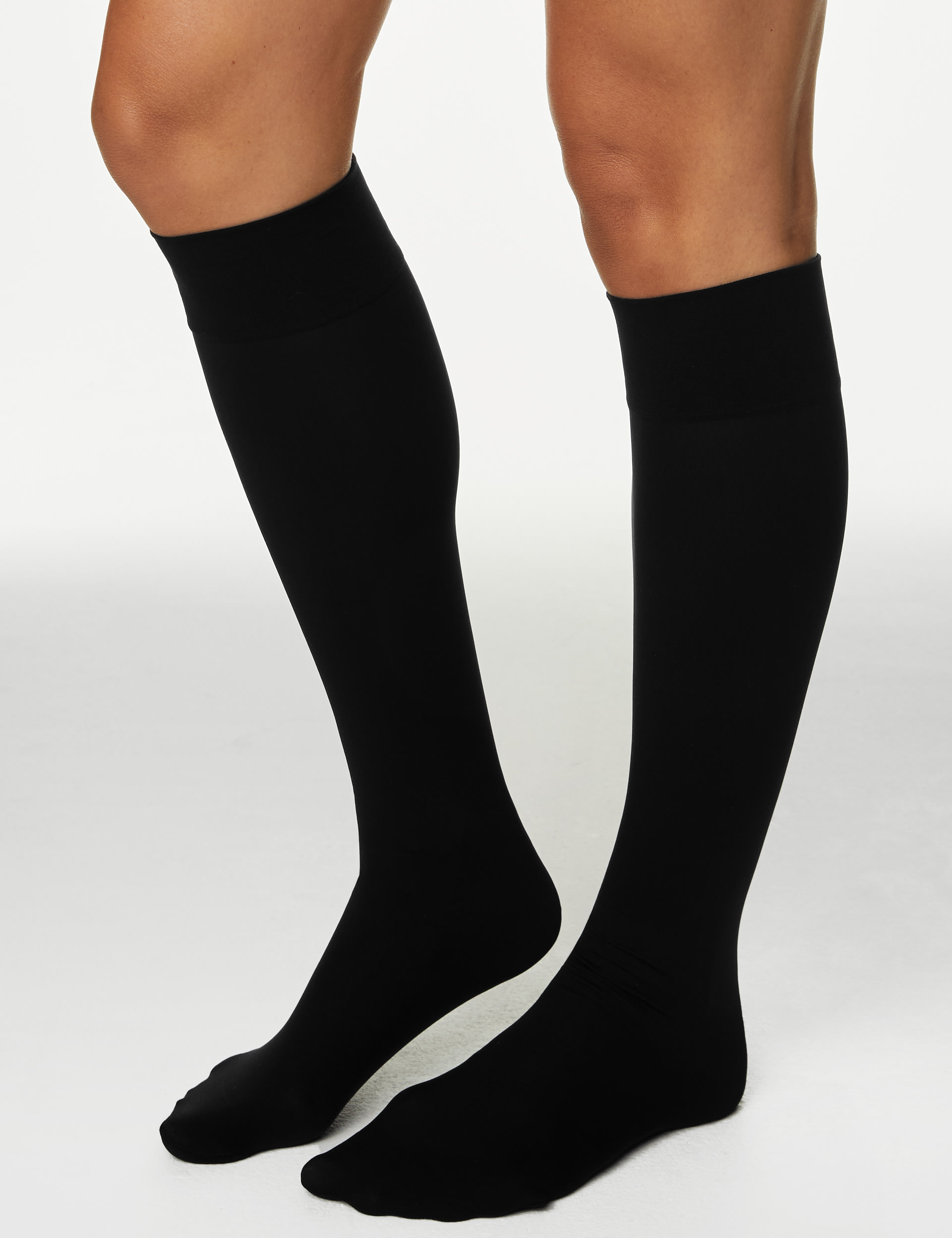 M&S Collection Women's 3pk 60 Denier Body Sensor Matt Knee Highs - Black, Black