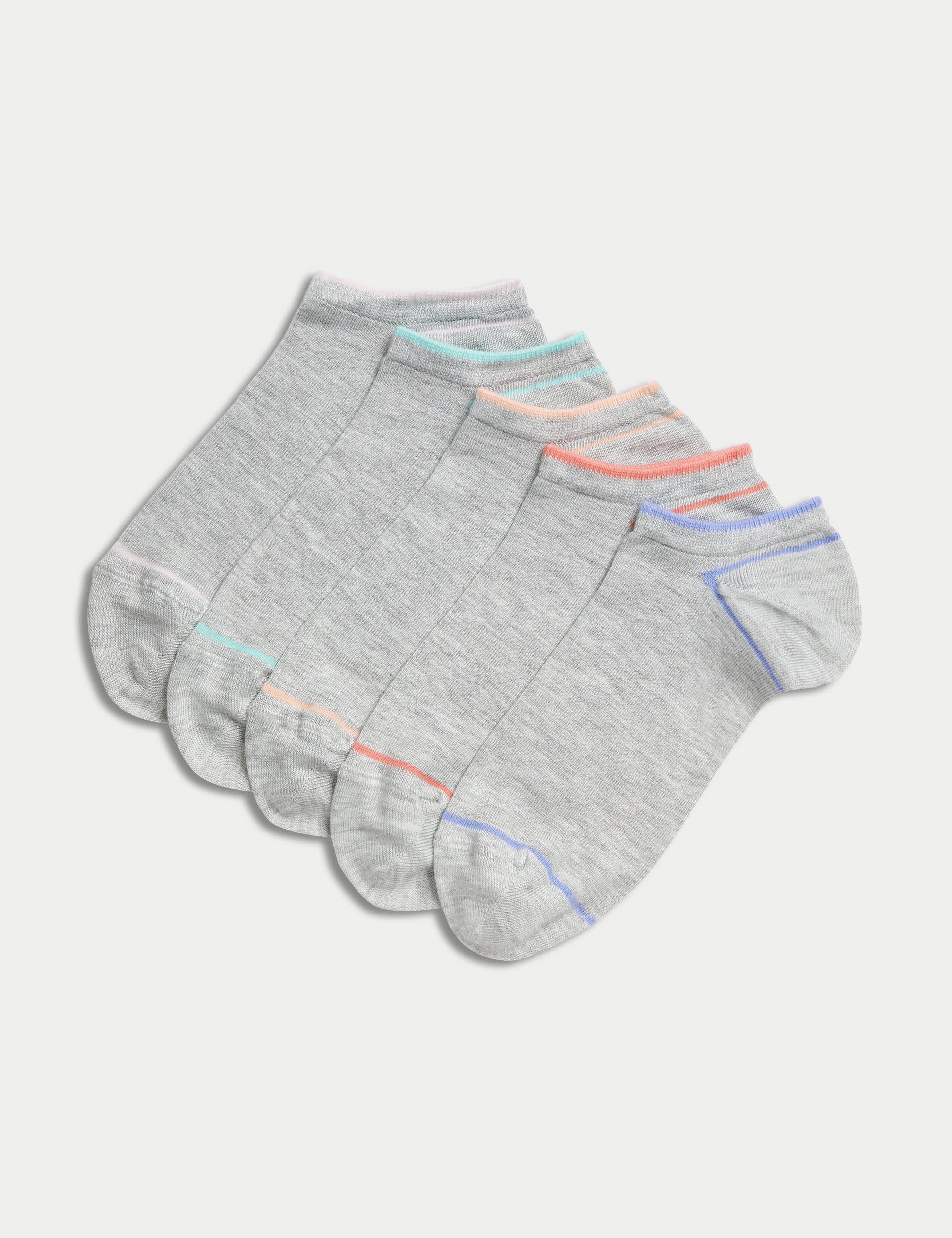 M&S Collection Women's 5pk Sumptuously Soft™ Trainer Liners™ - 6-8 - Grey Mix, Grey Mix