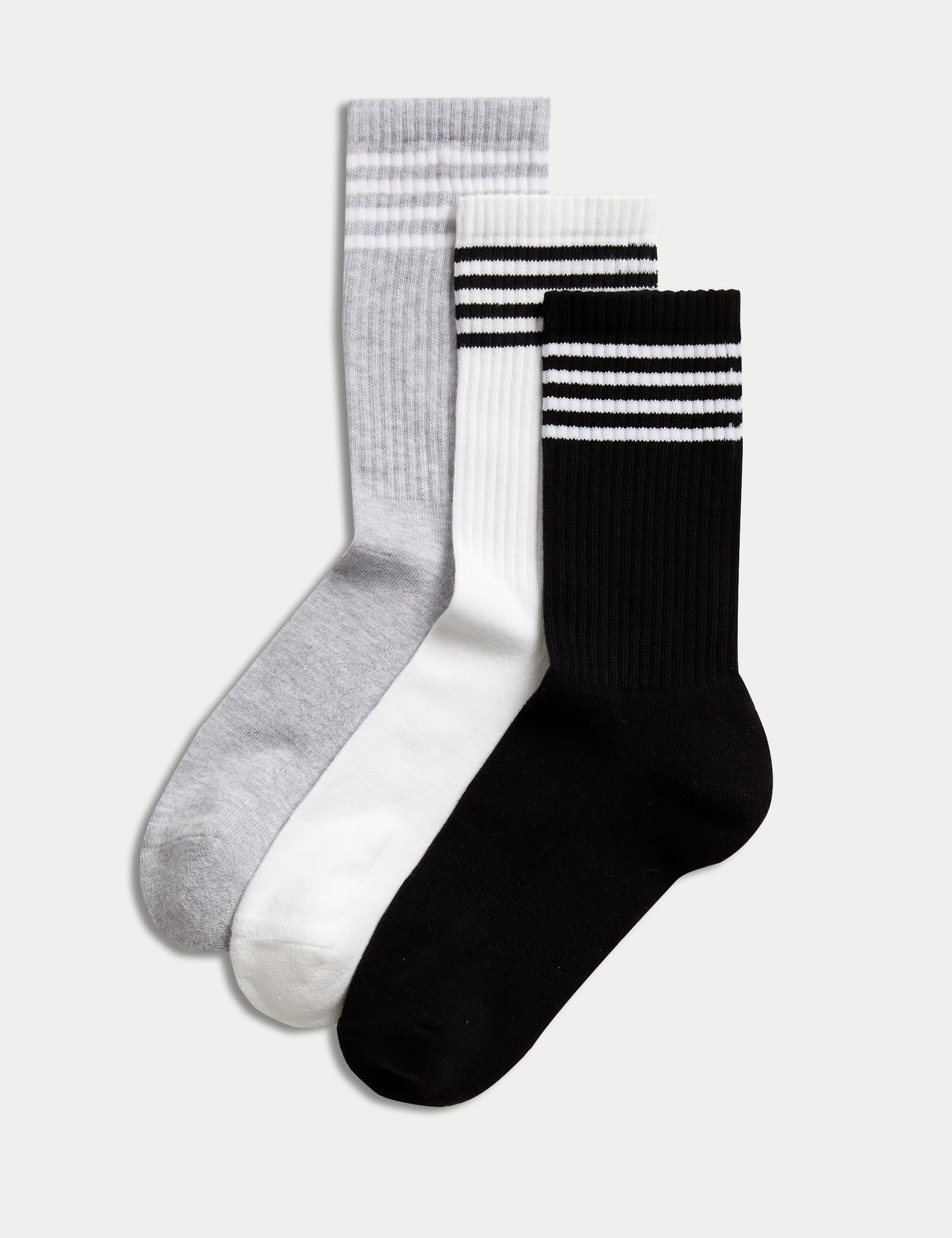 Goodmove Women's 3pk Cotton Blend Ankle High Socks - 6-8 - Black Mix, White Mix,Black Mix