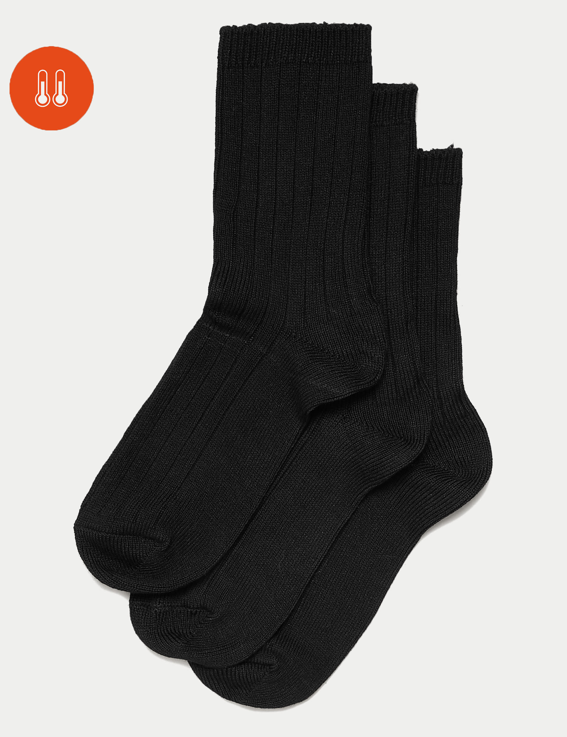 M&S Collection Women's 3pk Thermal Sumptuously Soft Ankle High Socks - 6-8 - Black, Black,Charcoal 