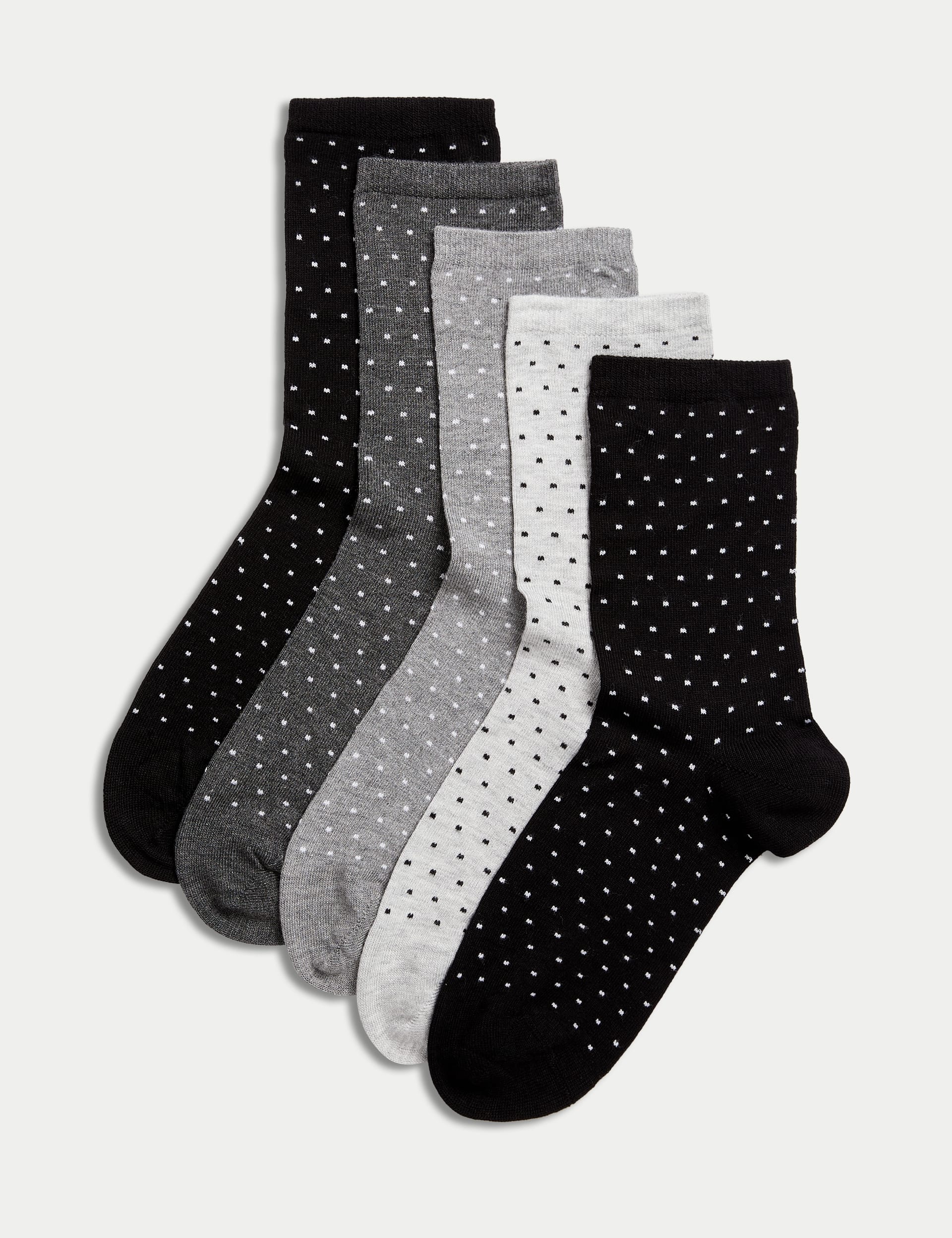 M&S Collection Women's 5pk Seamless Toes Ankle High Socks - 3-5 - Black Mix, Black Mix,Blue Mix