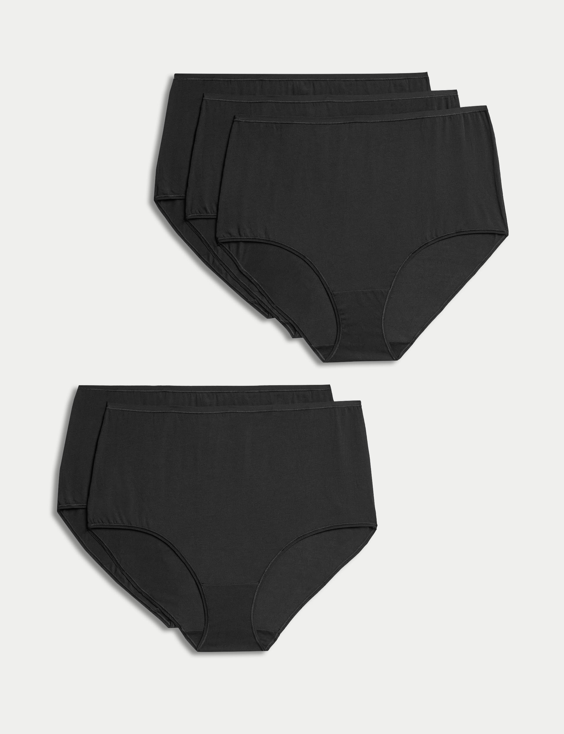 M&S Collection Women's 5pk Cotton Modal Rich No VPL Full Briefs - 14 - Black, Rose Quartz,Black