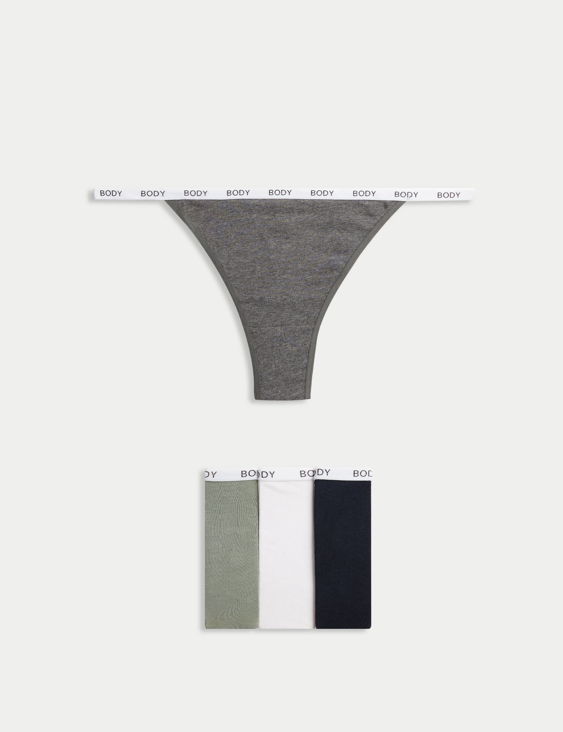 M&S Collection Women's 4pk Cotton Rich Tanga Thongs - 12 - Grey Mix, Grey Mix