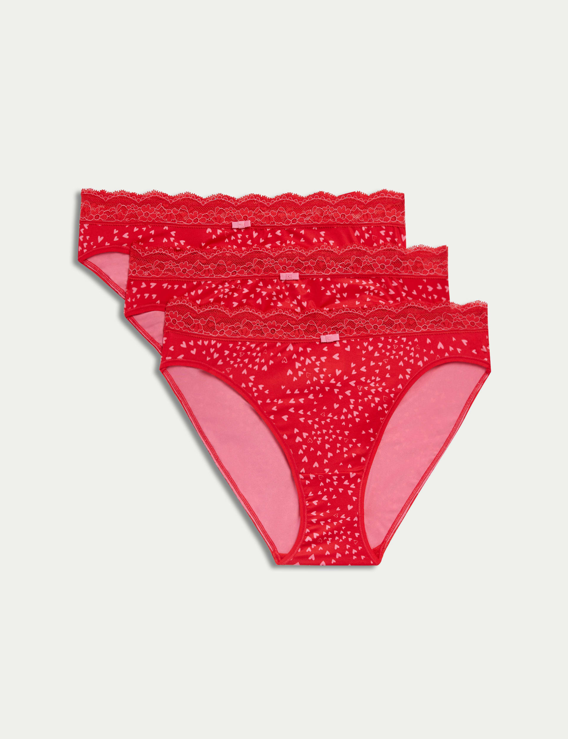 M&S Collection Women's 3pk Printed High Leg Knickers - M - Red Mix, Red Mix