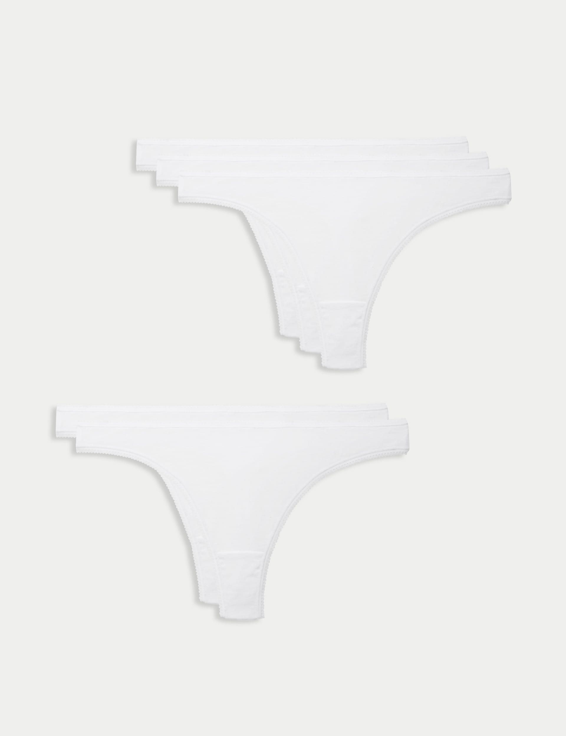 M&S Collection Women's 5pk Pure Cotton Thongs - 10 - White, White